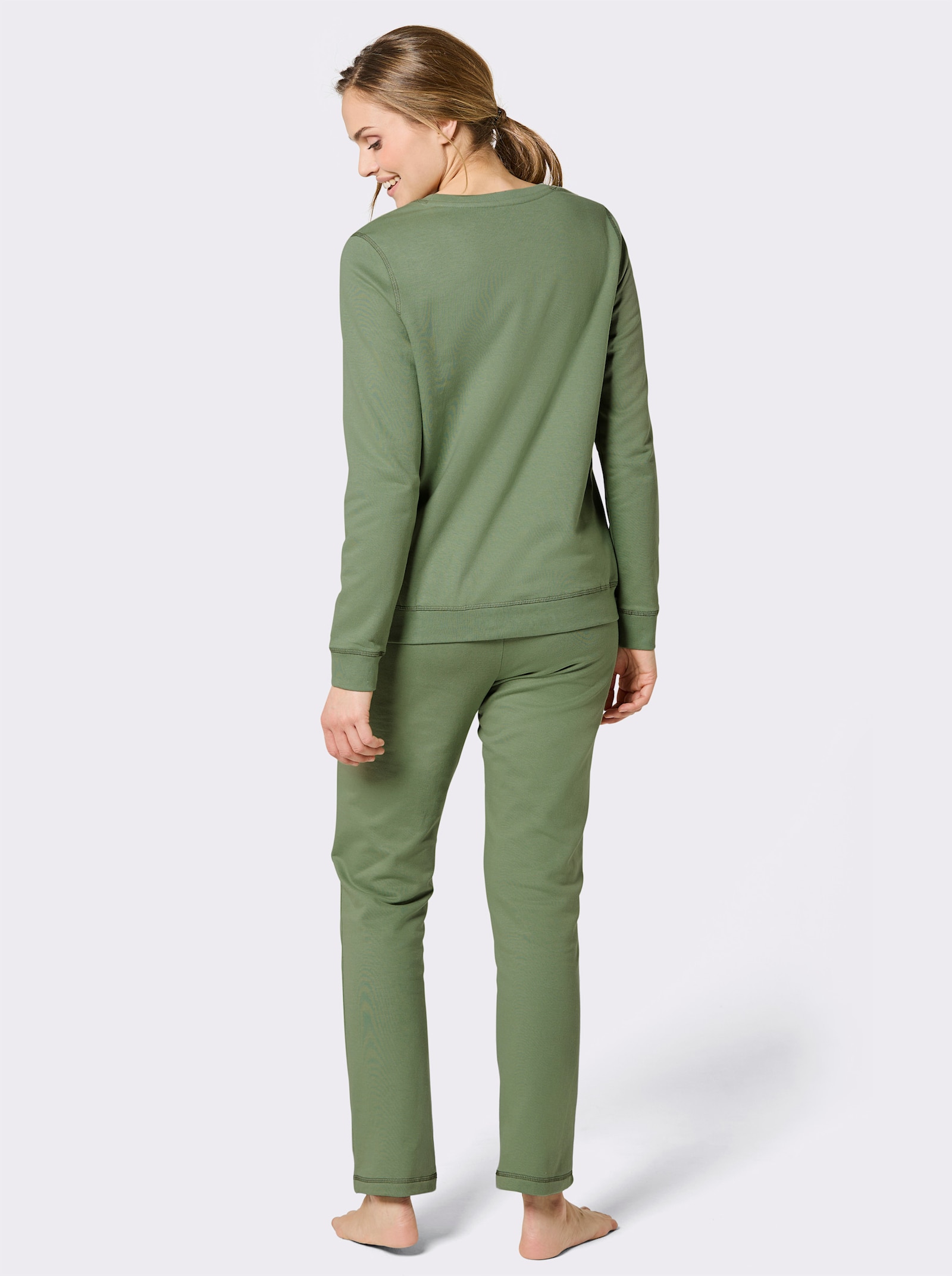 feel good Hausanzug mit Kontrastnähten - eucalyptus-khaki