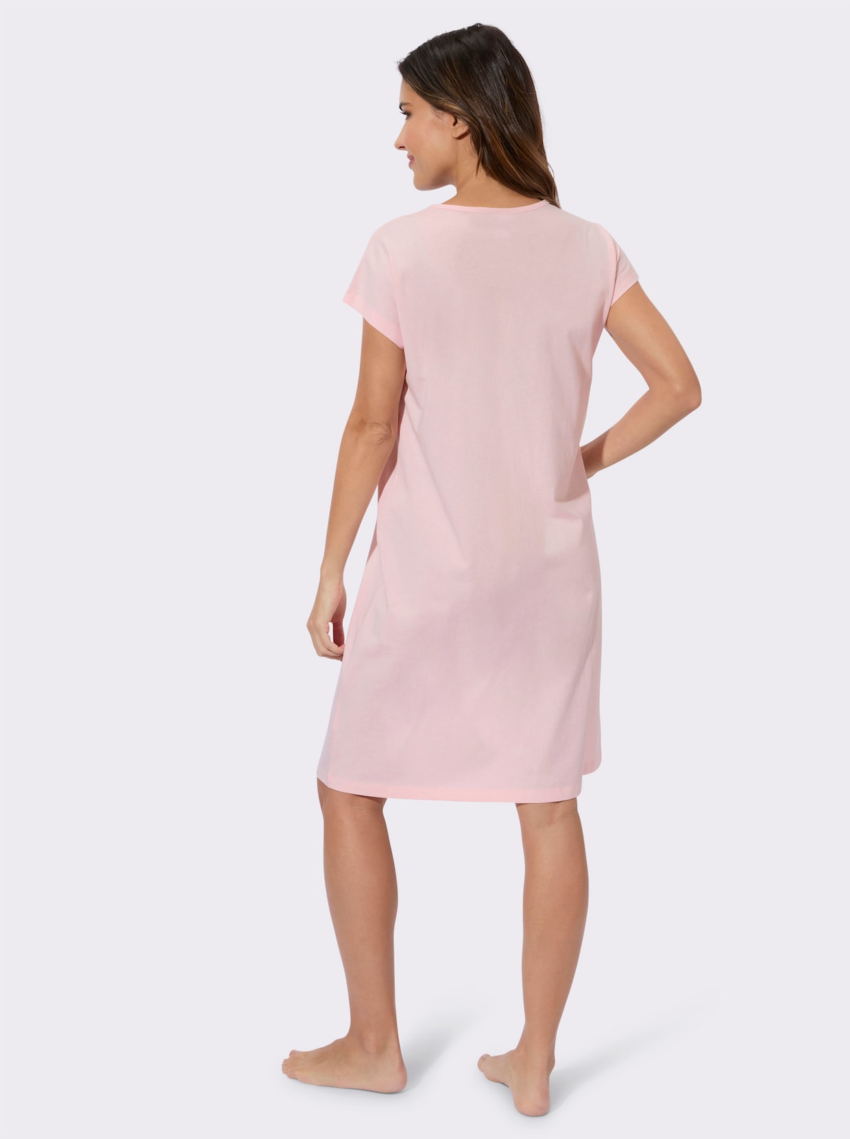 Nattlinne med placerat tulpantryck - ljusrosa