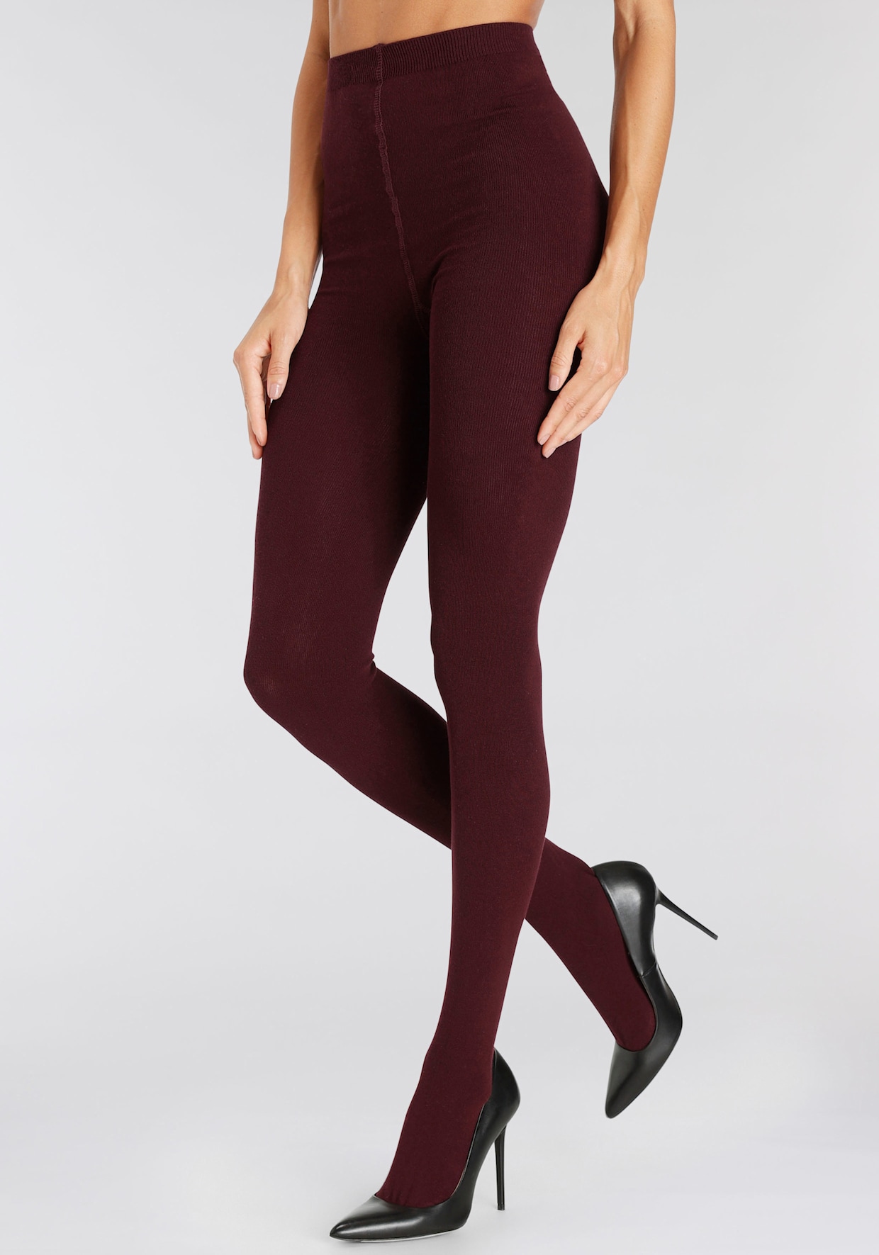 LASCANA Strickstrumpfhose - 1x pflaume, 1x anthrazit