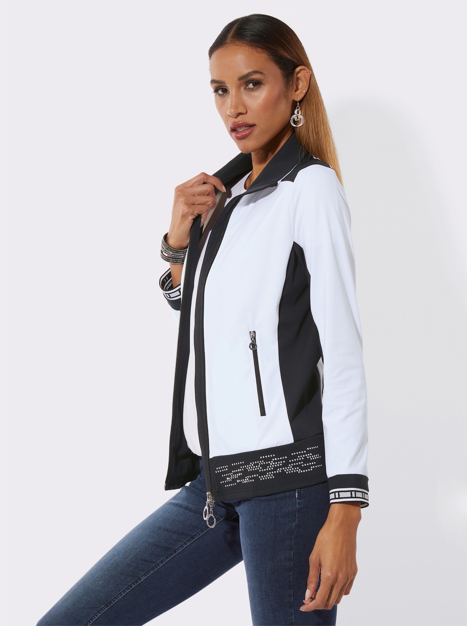 Shirtjacke - weiß-schwarz