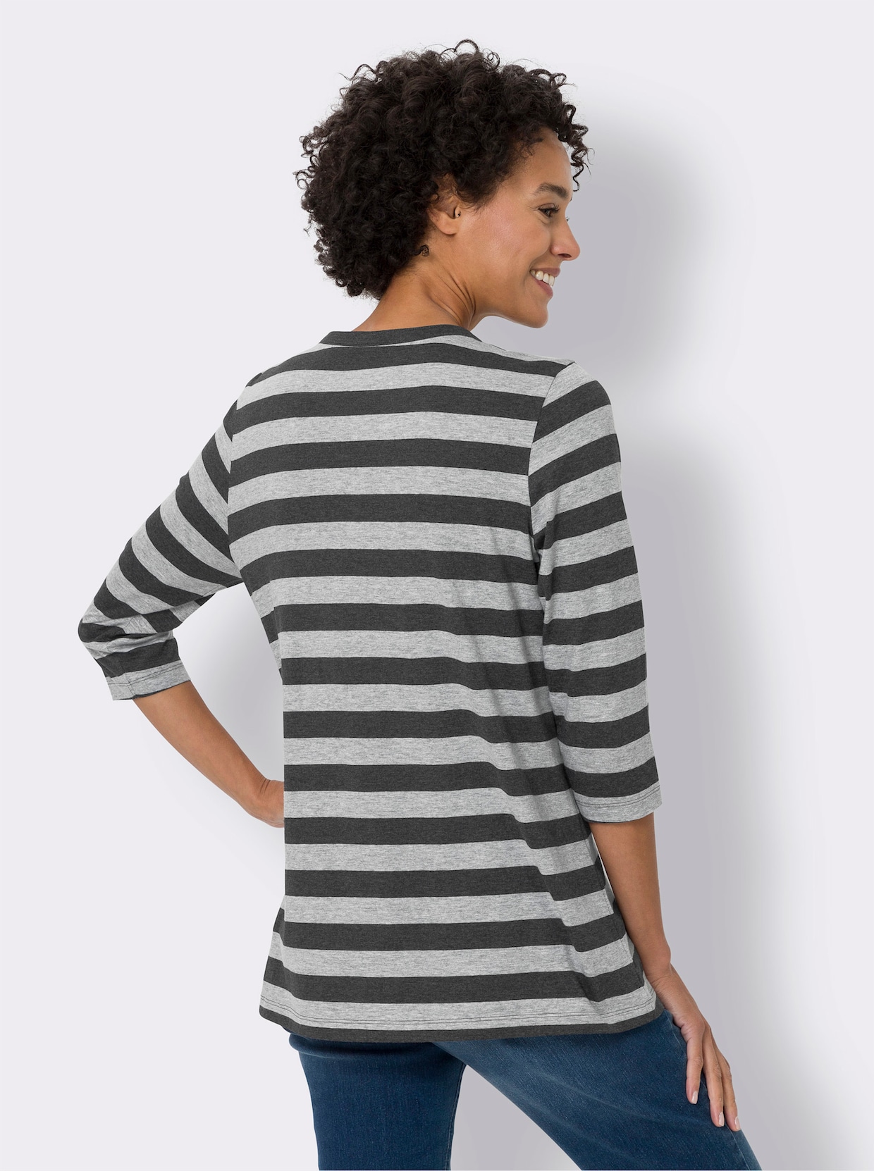 Longshirt - graphit-grau-geringelt