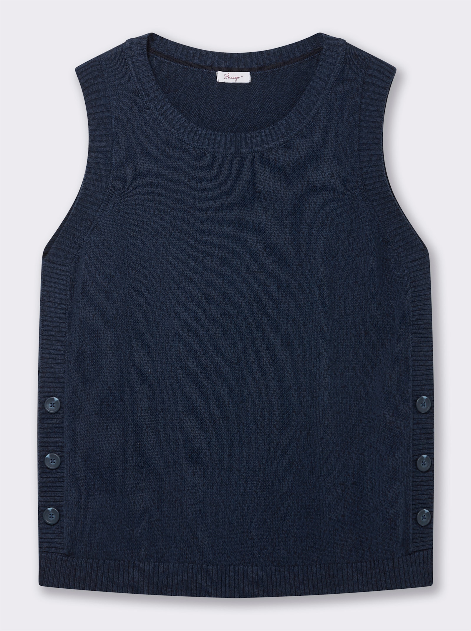 sheego Slip-over met zijsplitten met knoop - dark-blue gemêleerd
