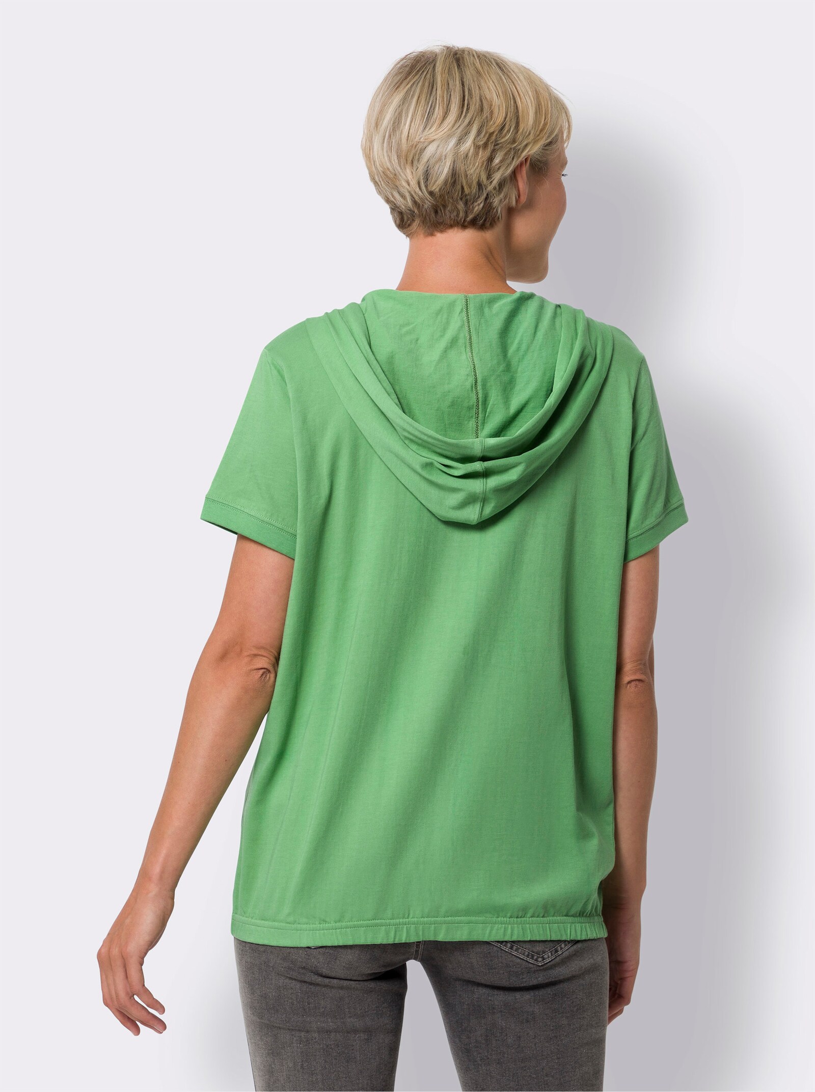 Shirtjacke mit Kapuze - apfel