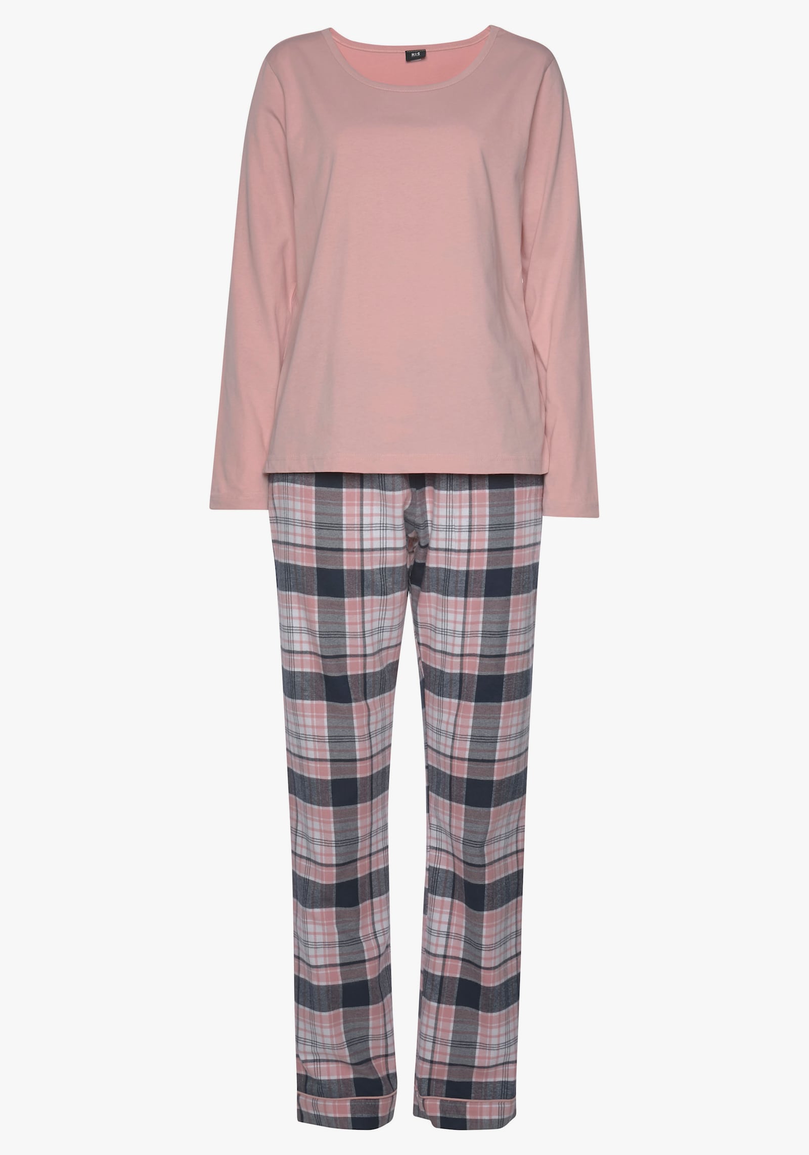 H.I.S Pyjama - rosa/rosa-grau-kariert