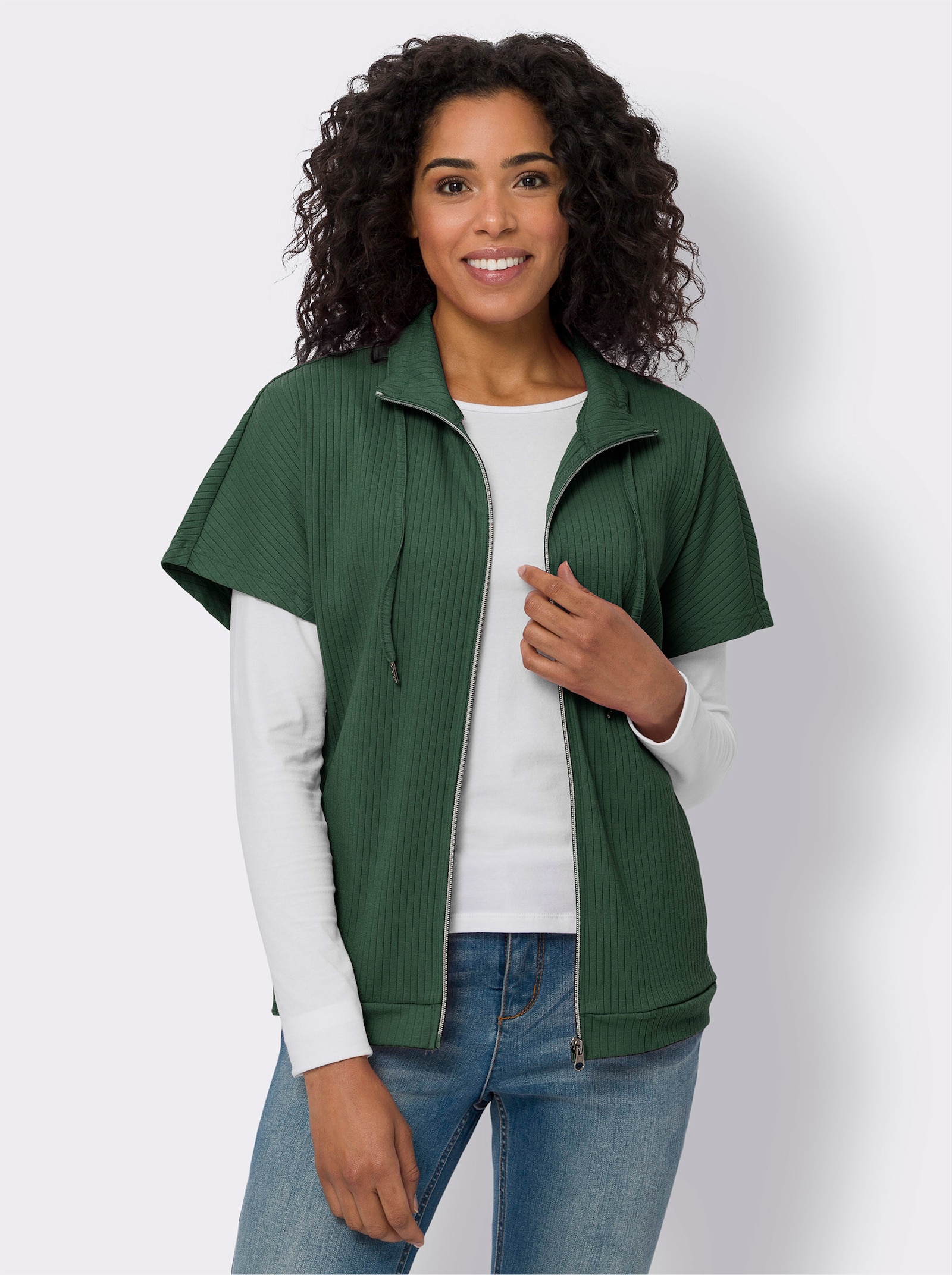 Shirtjacke in Ripp-Qualität mit Baumwolle - moos