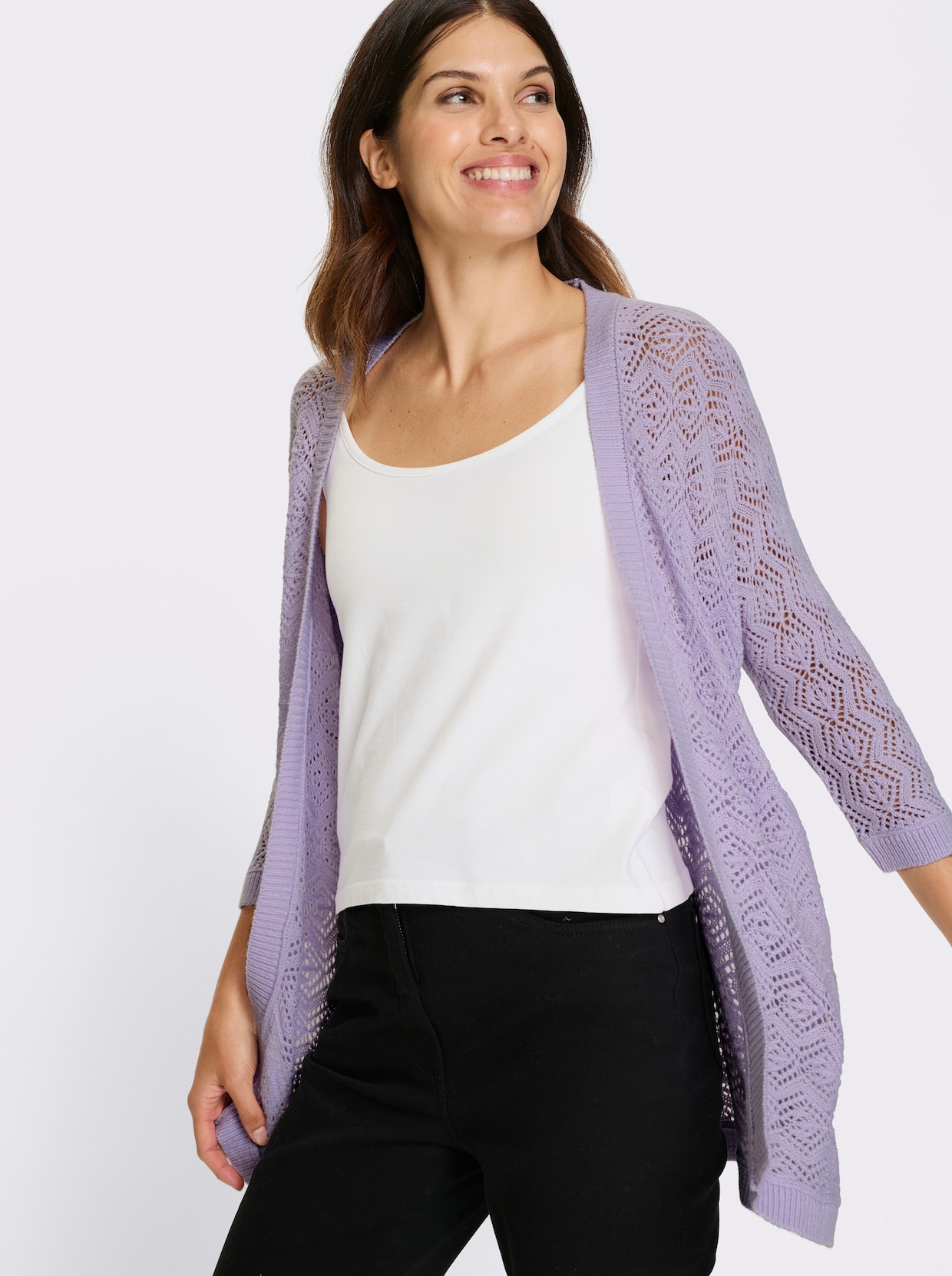 Ajourstrickjacke - flieder