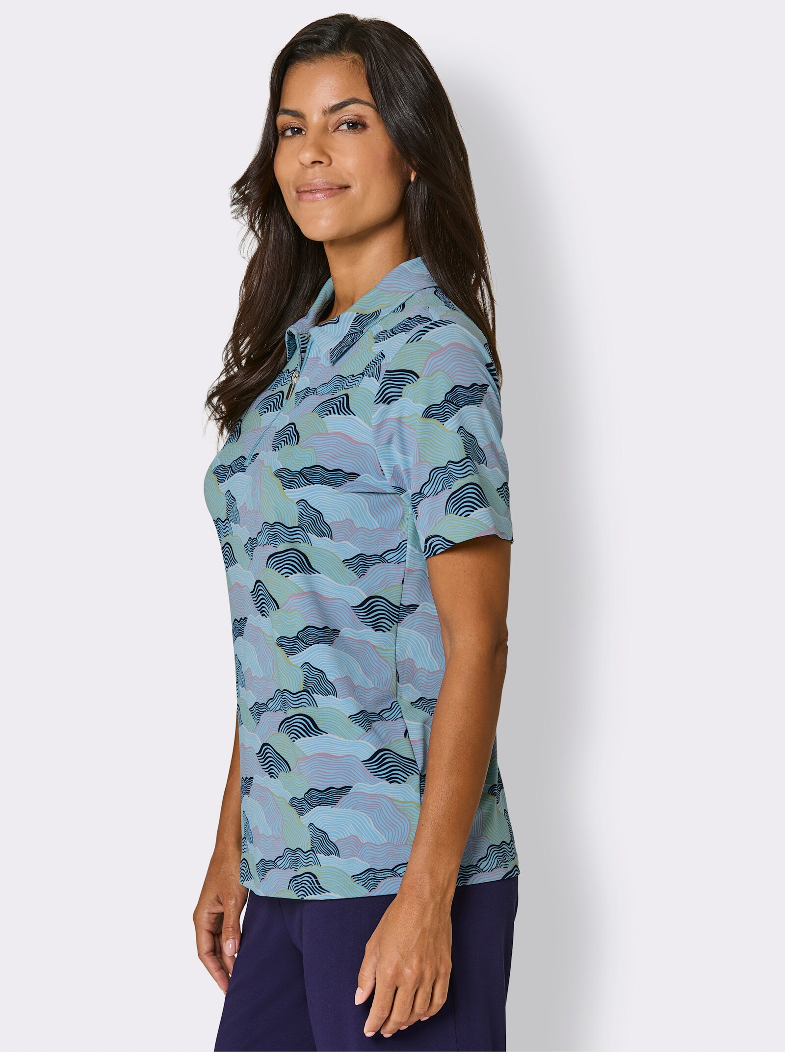 Funktionsshirt mit Reißverschluss - mauve-gemustert
