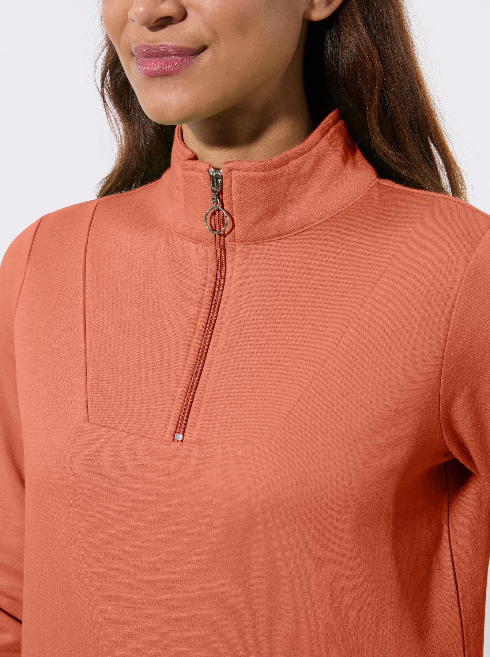 Sweatshirt mit Troyerkragen - papaya