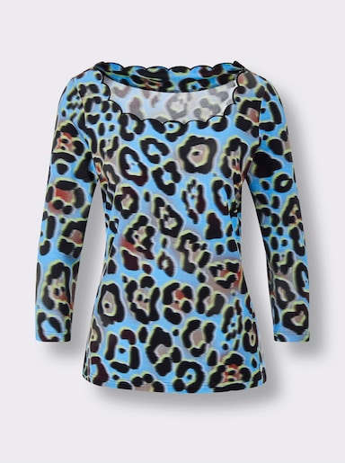 CREATION L PREMIUM 3/4-Arm-Shirt im exklusiven Digitalprint - schwarz-aqua-bedruckt