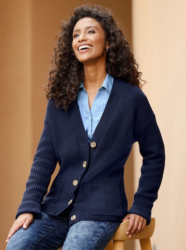heine Strickjacke mit Taschen - marine