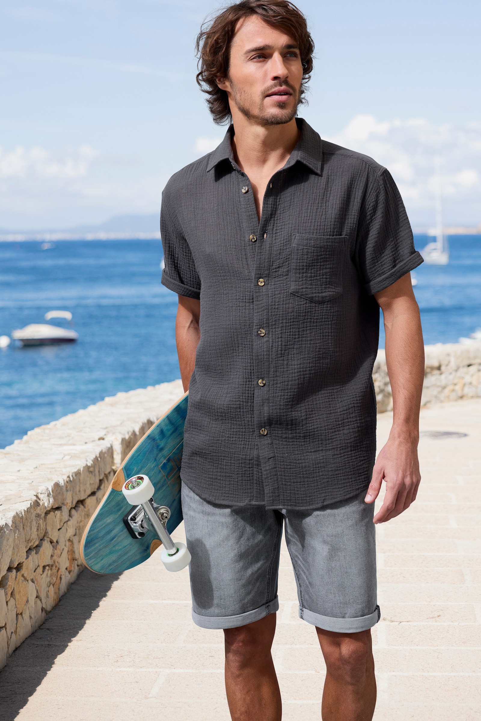 Beachtime Kurzarmhemd - anthrazit