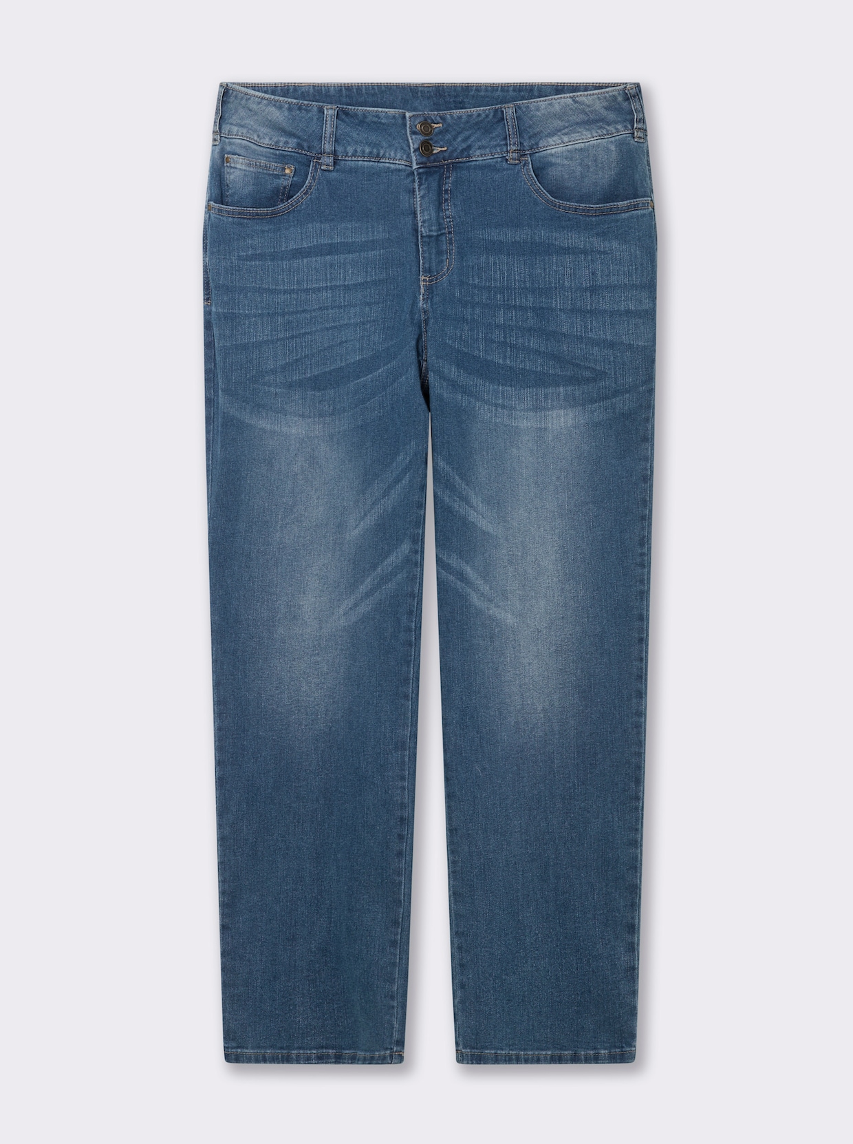 Jeans mit Nieten an den Taschen - blue-stone-washed