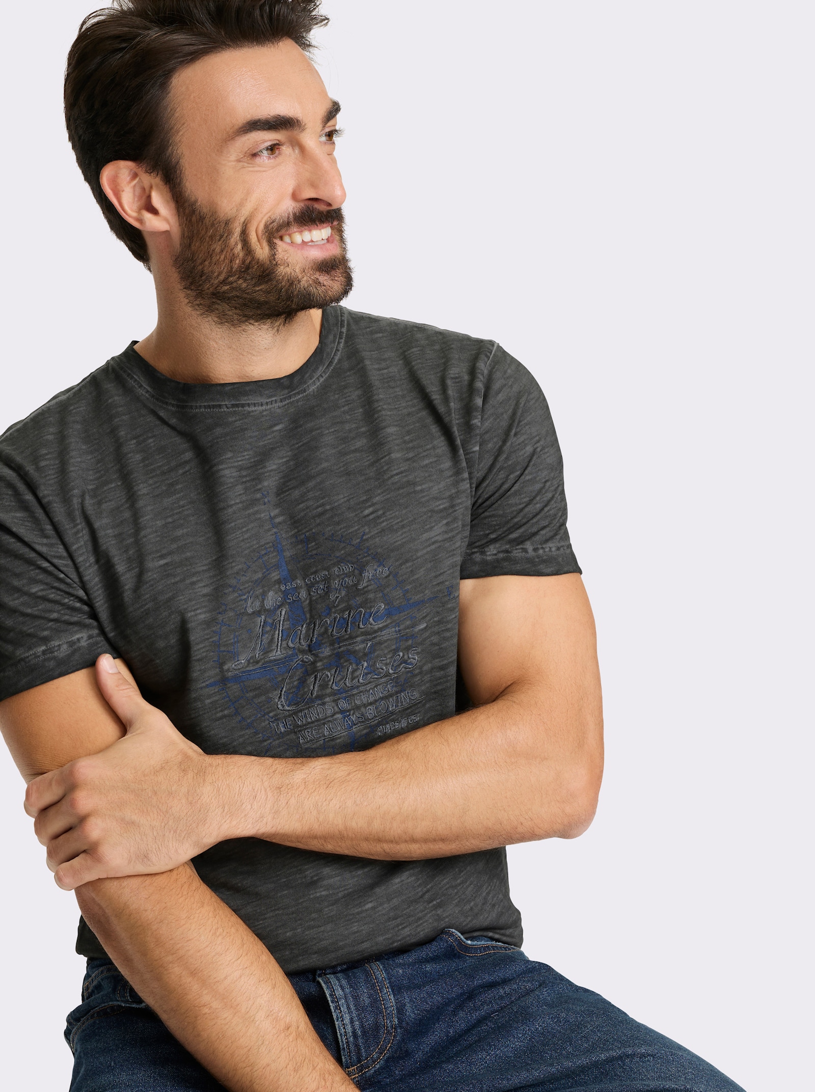 Marco Donati T-Shirt im Used-Look - graphit-bedruckt