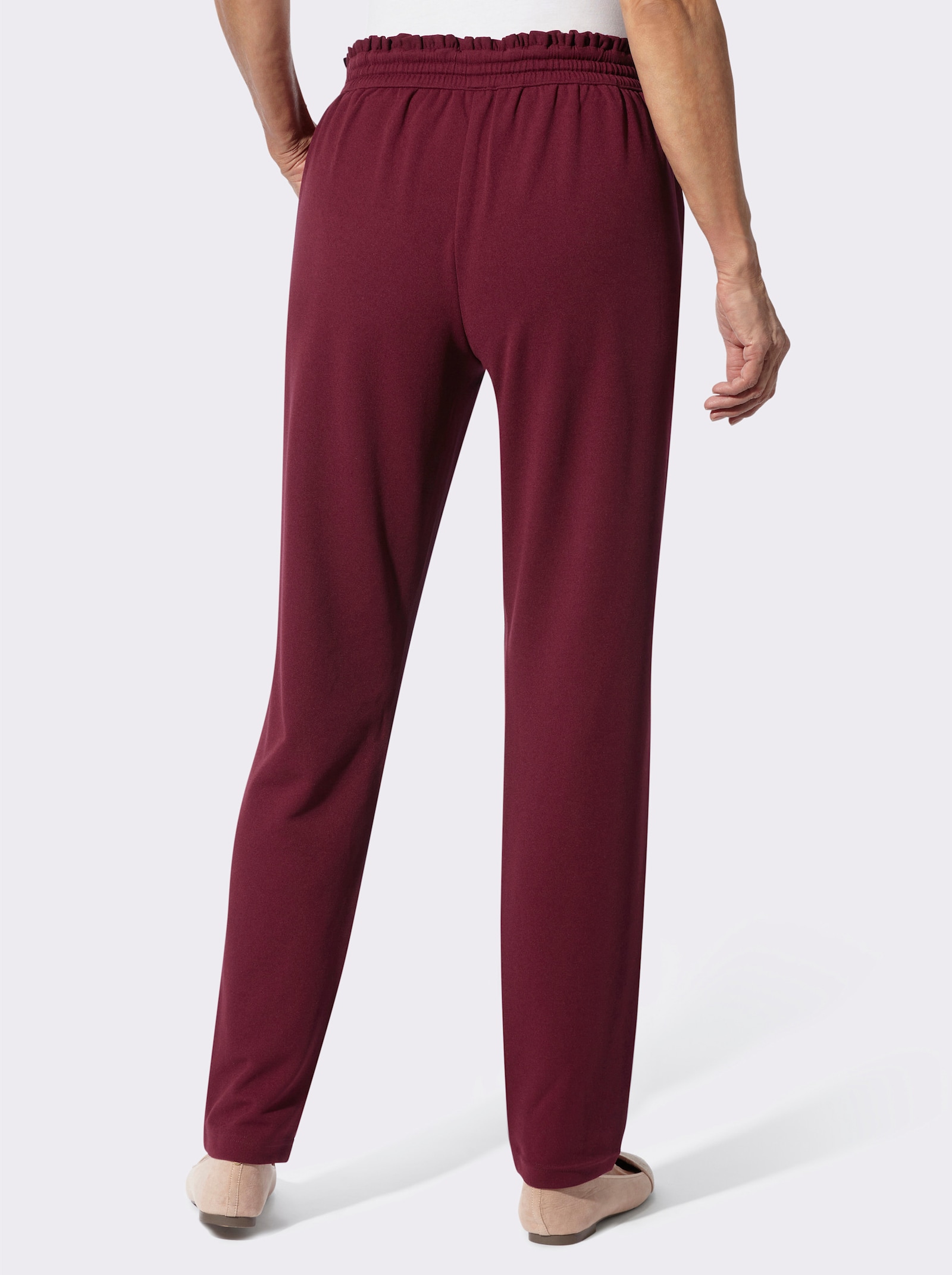 Jerseyhose mit Rüschen am Dehnbund - bordeaux