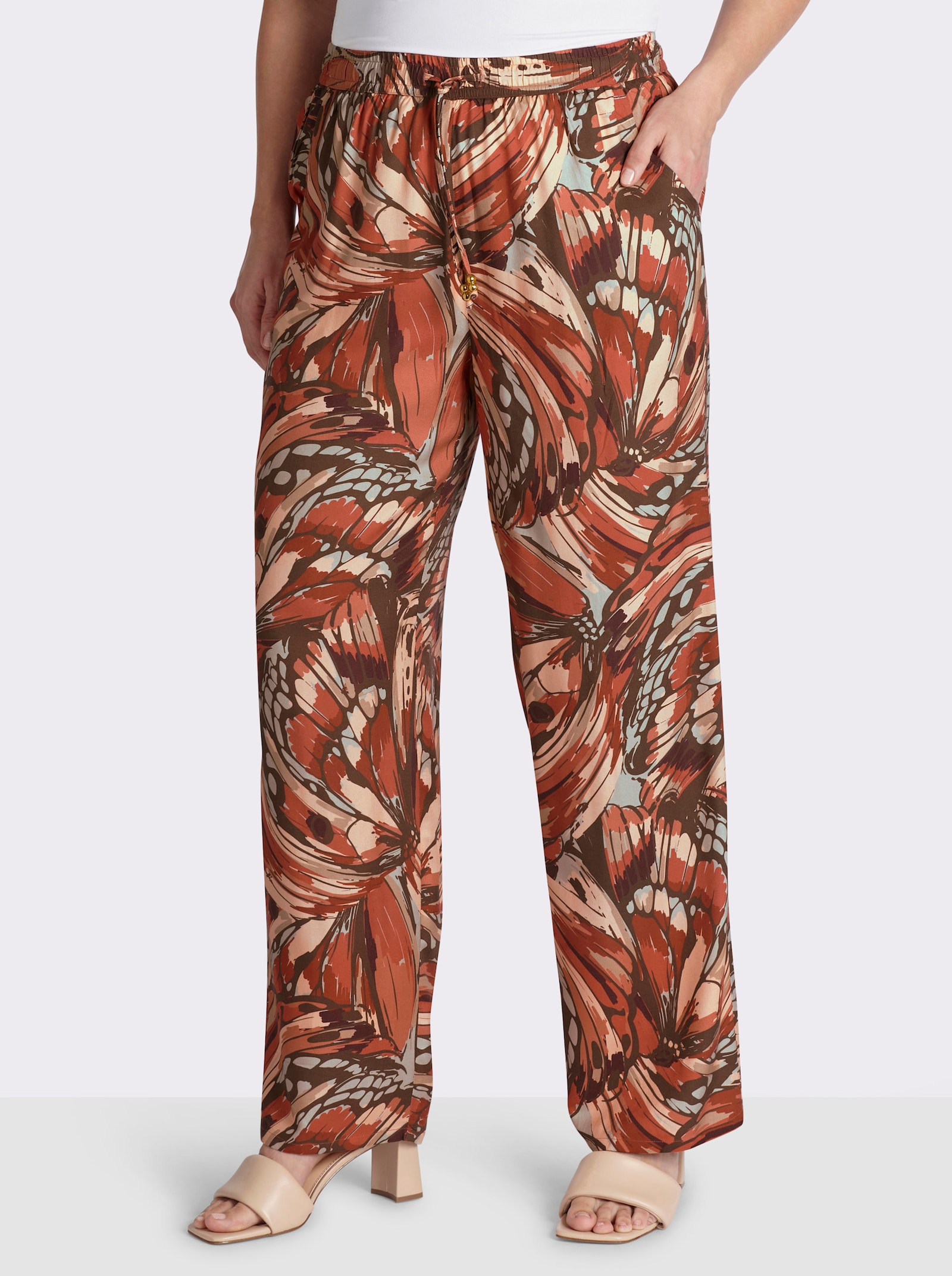 sheego Schlupfhose mit Rundum-Dehnbund - schoko-sand-bedruckt