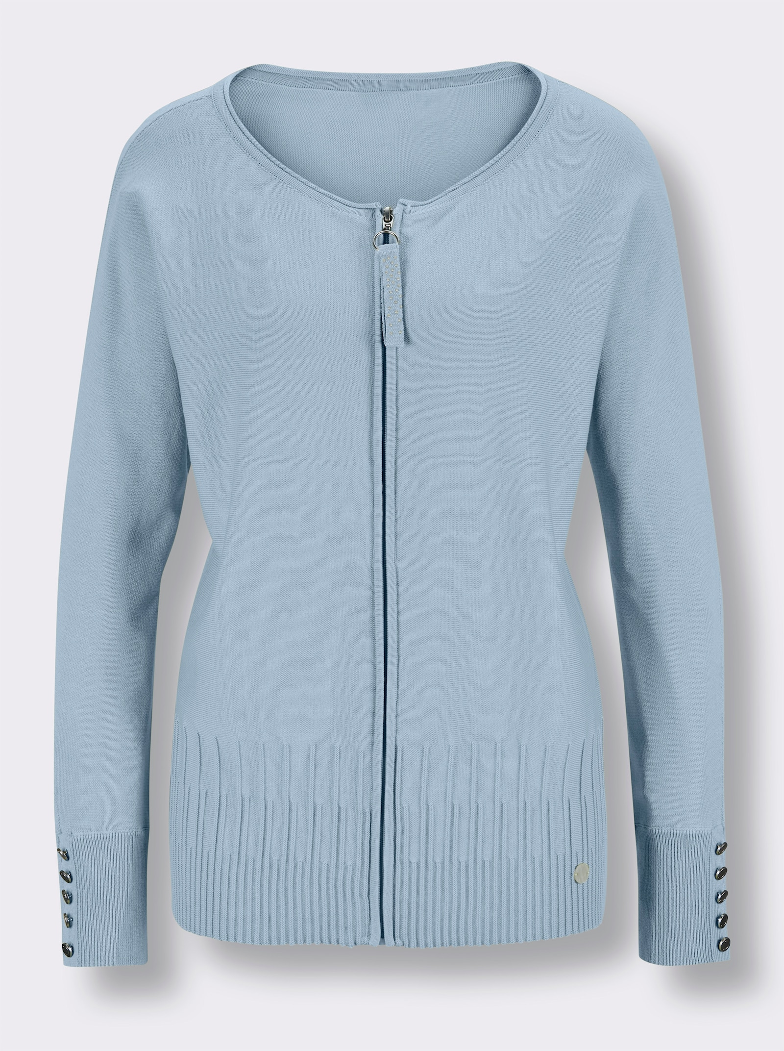 CREATION L PREMIUM Feinstrickjacke mit Fledermaus-Ärmeln - eisblau