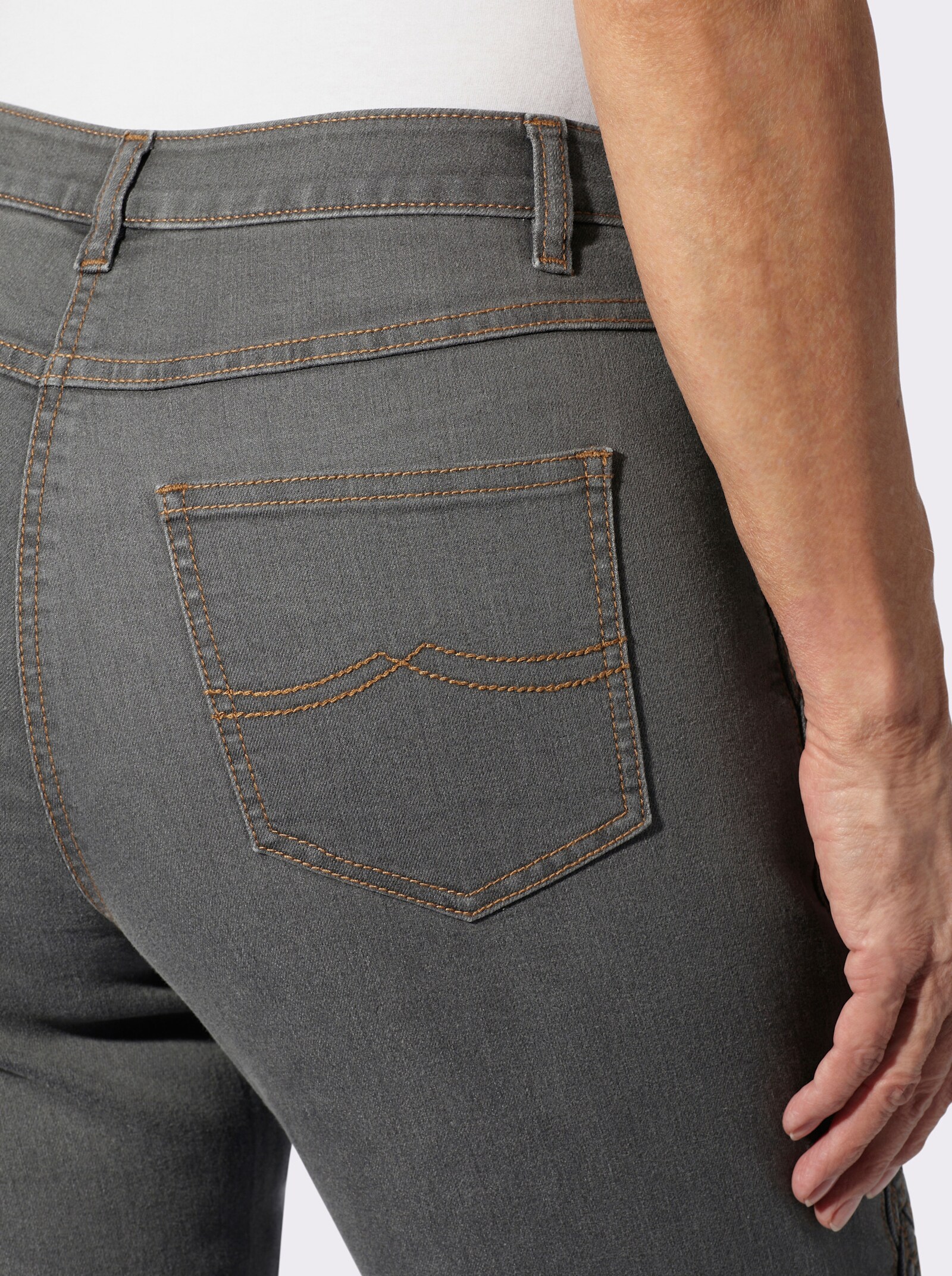 Jeans mit geflochtenem Zierband - grey denim