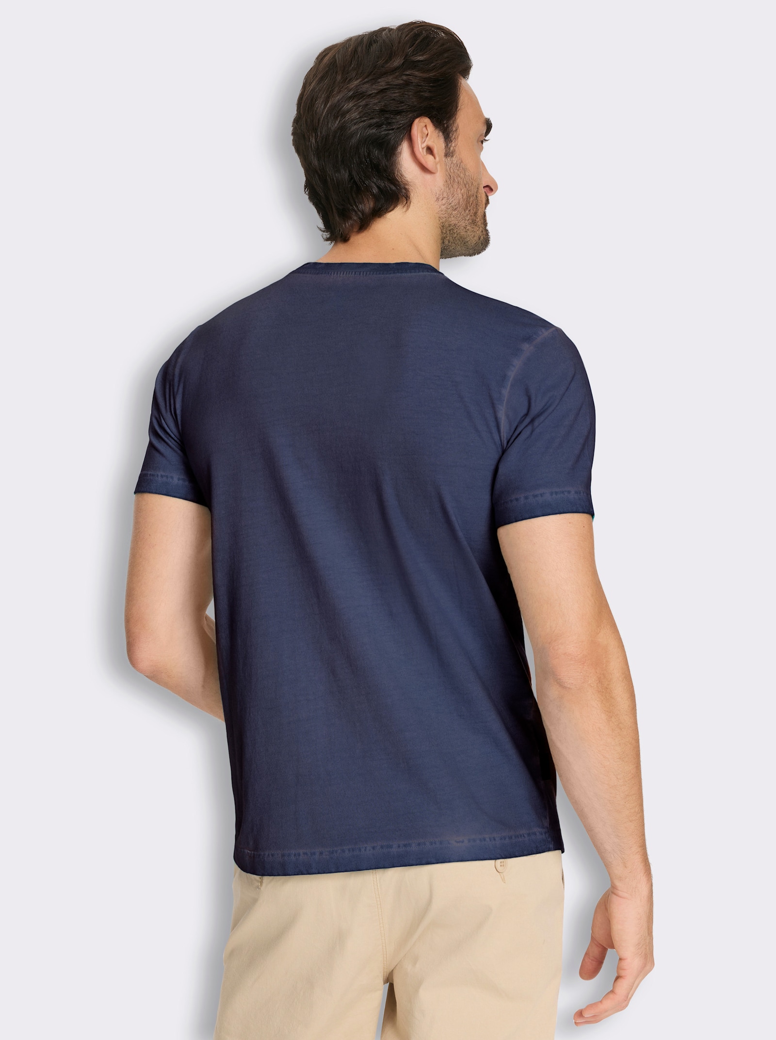Marco Donati Kurzarmshirt mit Front-Print, Used-Optik - marine