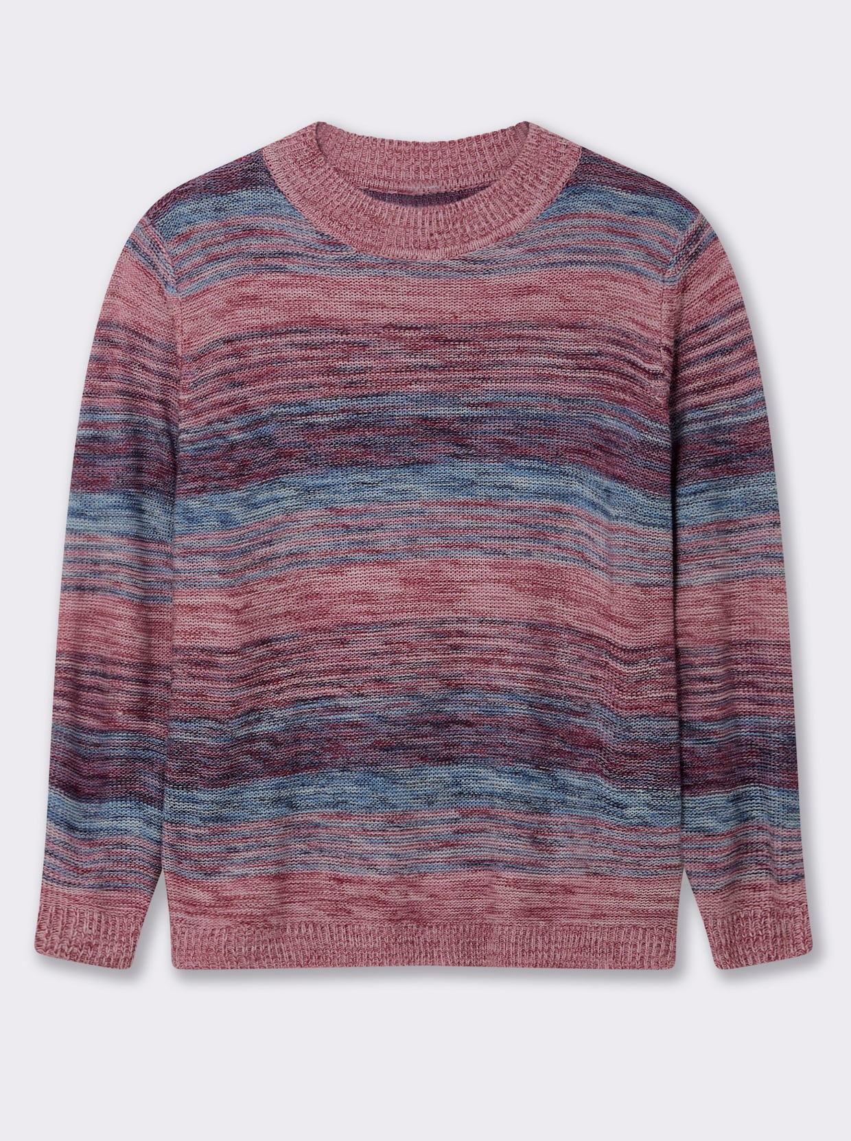 Stehkragenpullover in Melange-Optik - altrosa-mittelblau-meliert