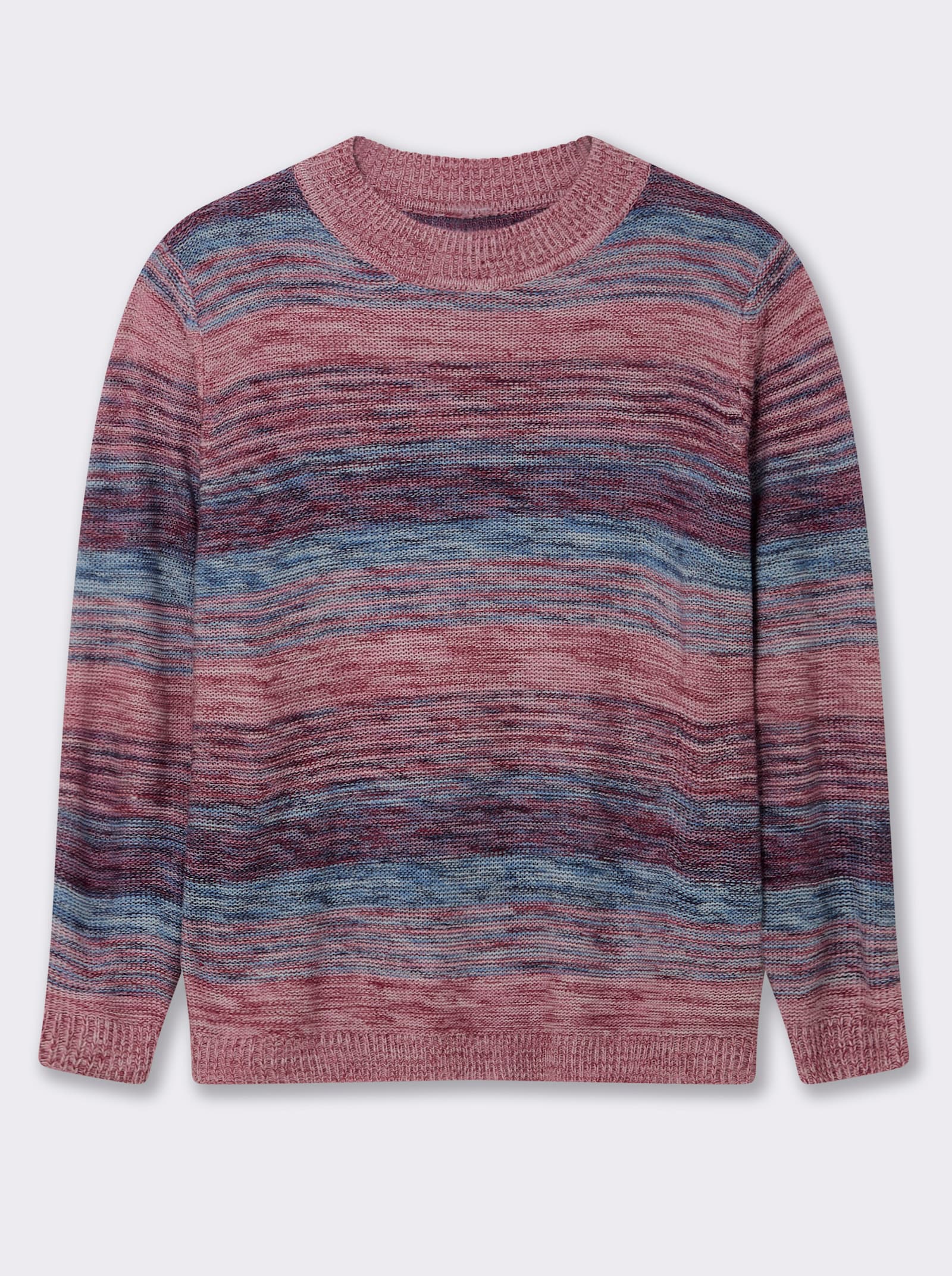 Stehkragenpullover in Melange-Optik - altrosa-mittelblau-meliert