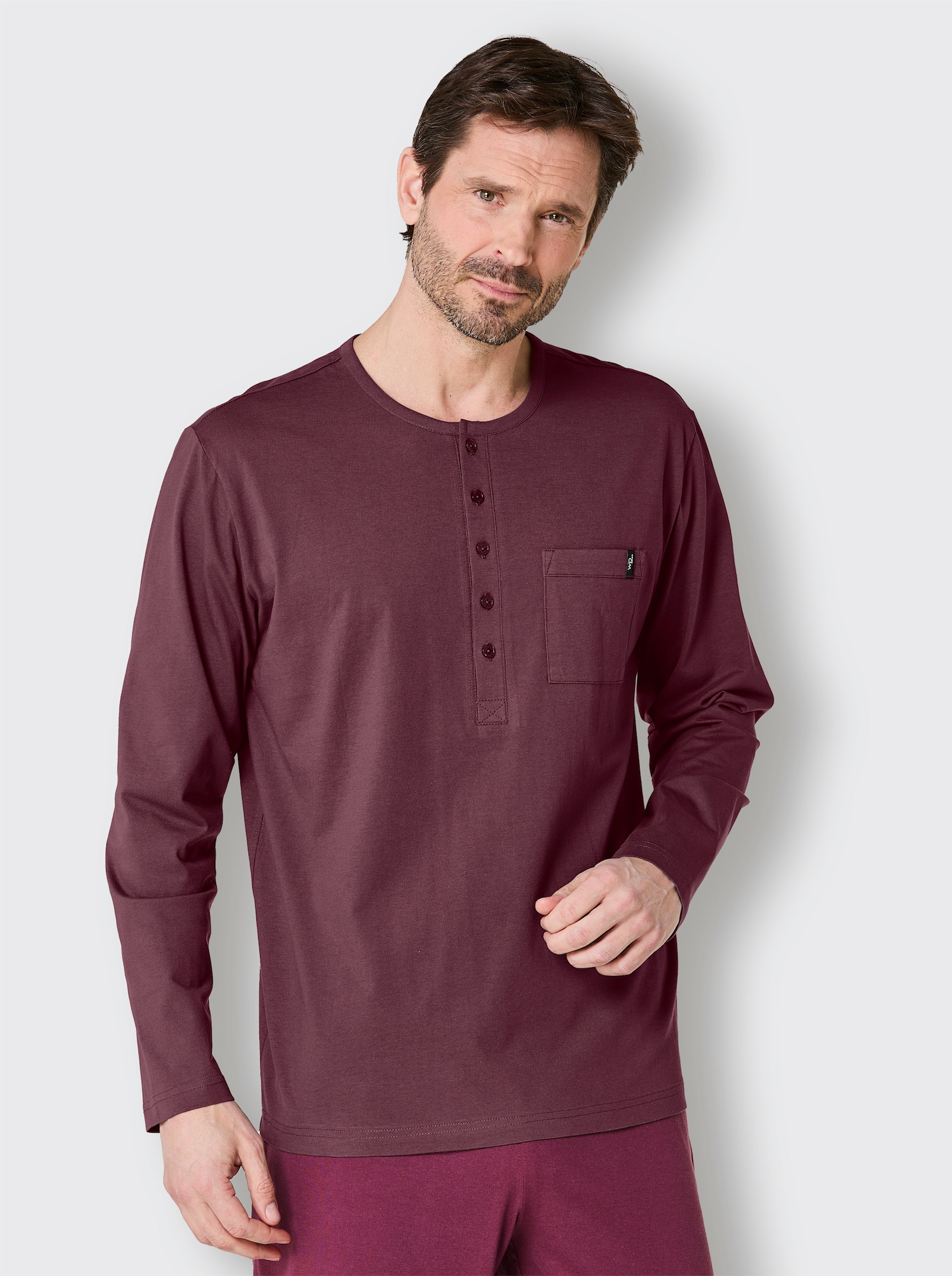 wäschepur men Schlafanzug-Shirts - burgund + anthrazit