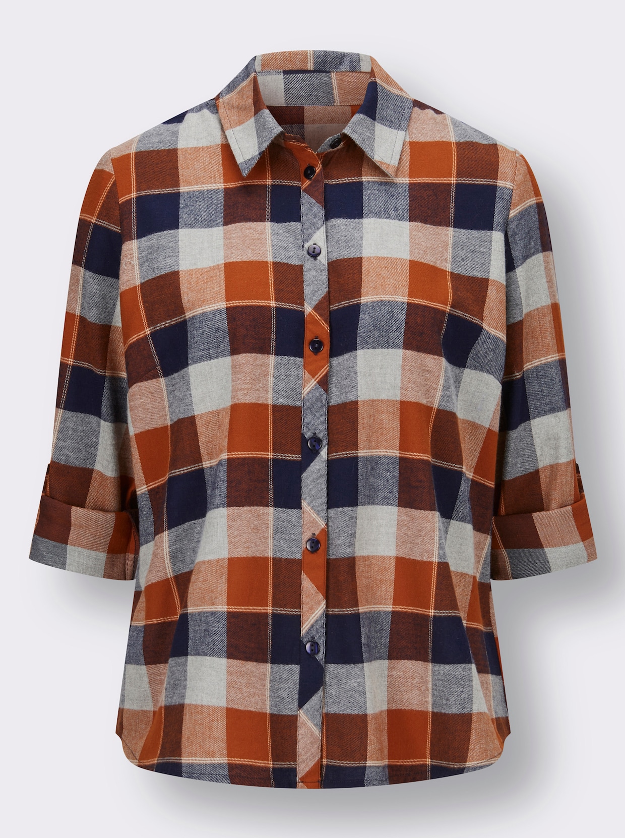 Geruite blouse - cognac/marine geruit