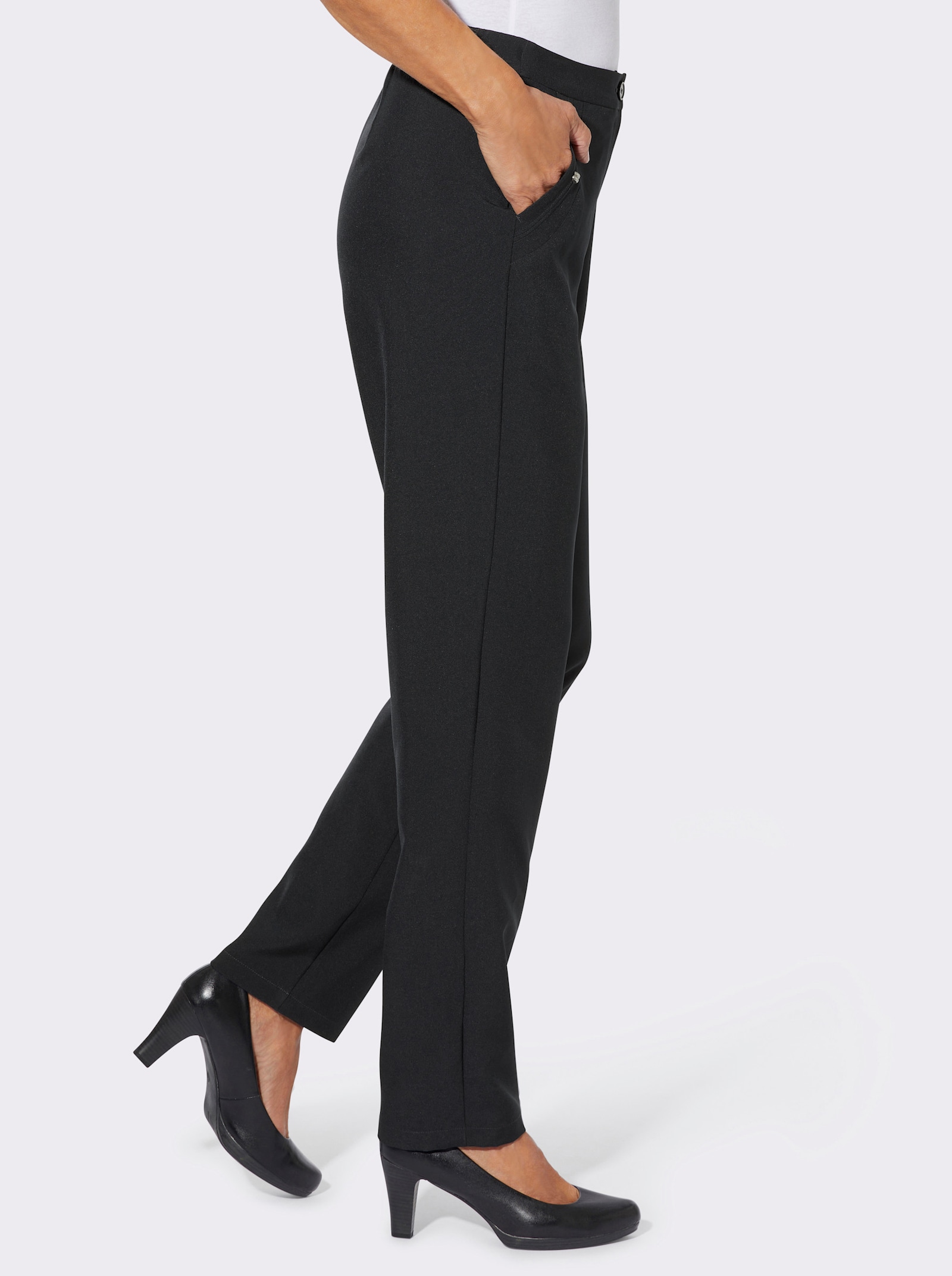 Broek met sierelement op de zakken - zwart