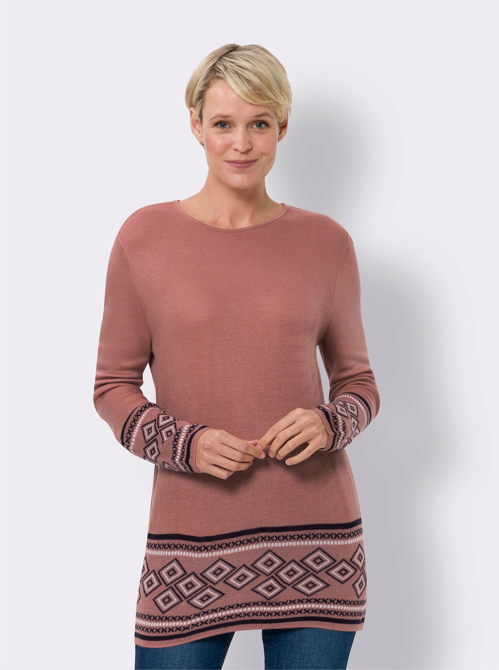 Longpullover weich wie Kaschmir - rosenholz-marine