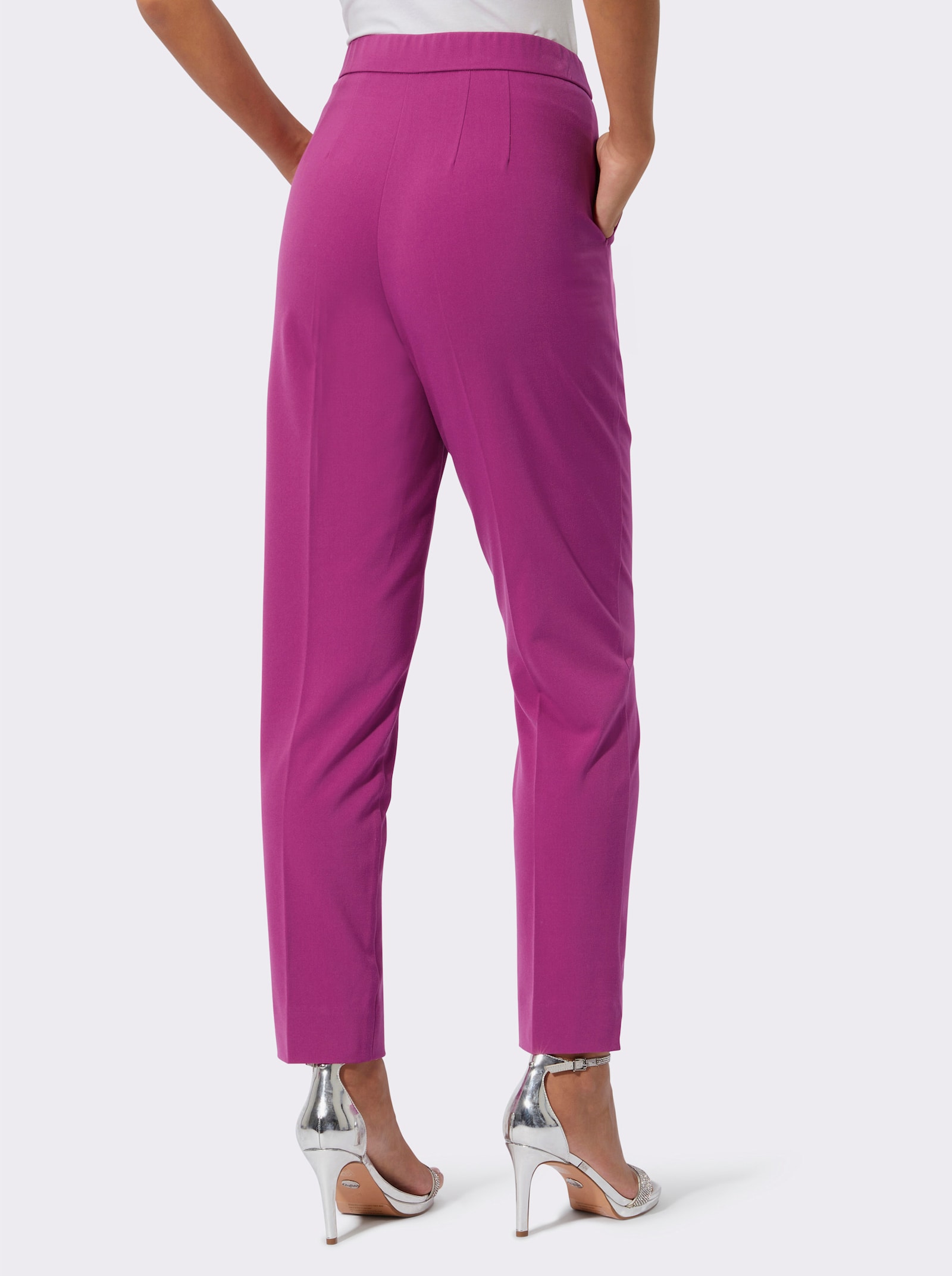 Anzughose mit Bügelfalten, knitterarm - magenta