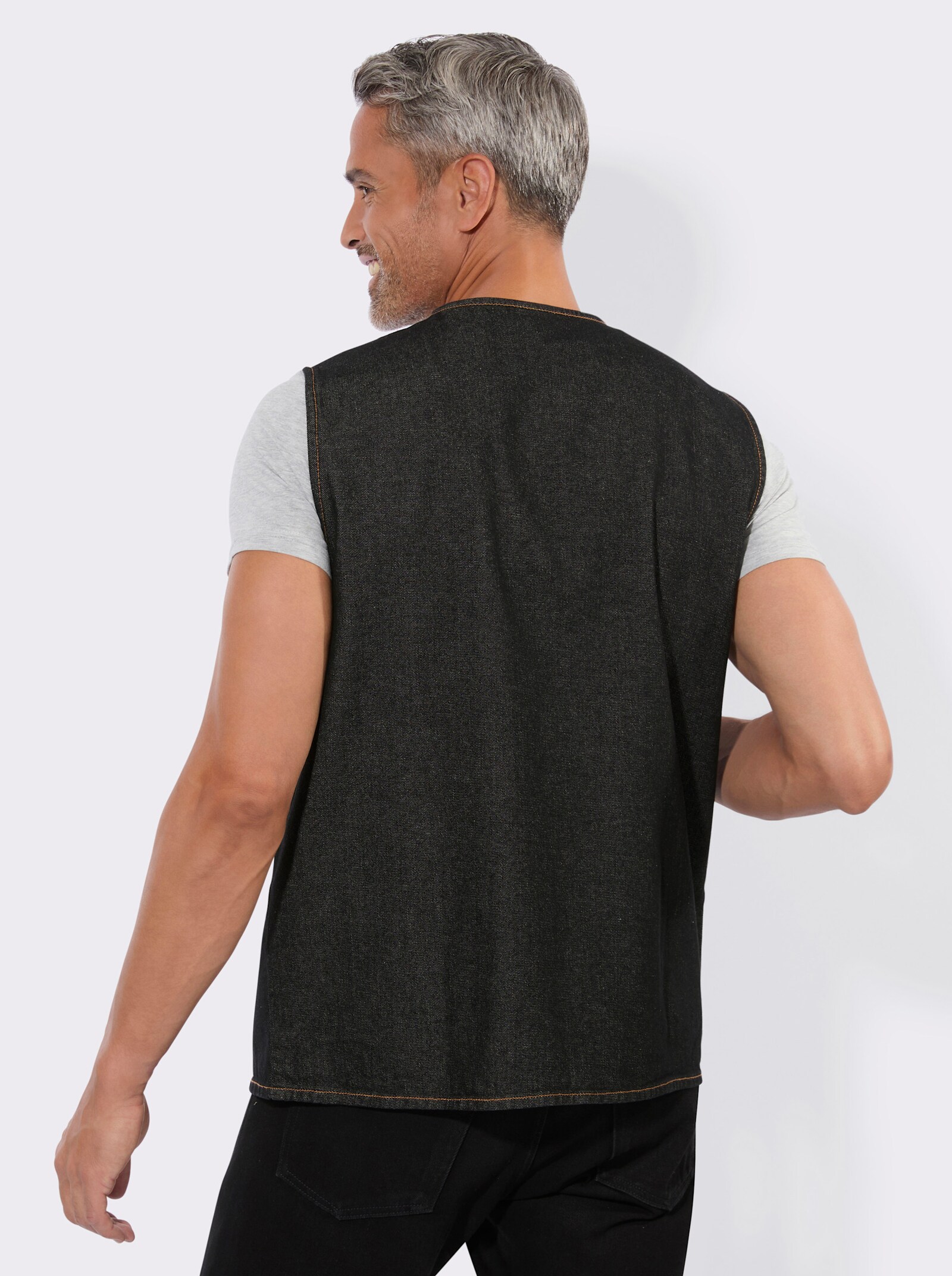 Jeansweste mit aufgesetzten Pattentaschen - graphit-denim