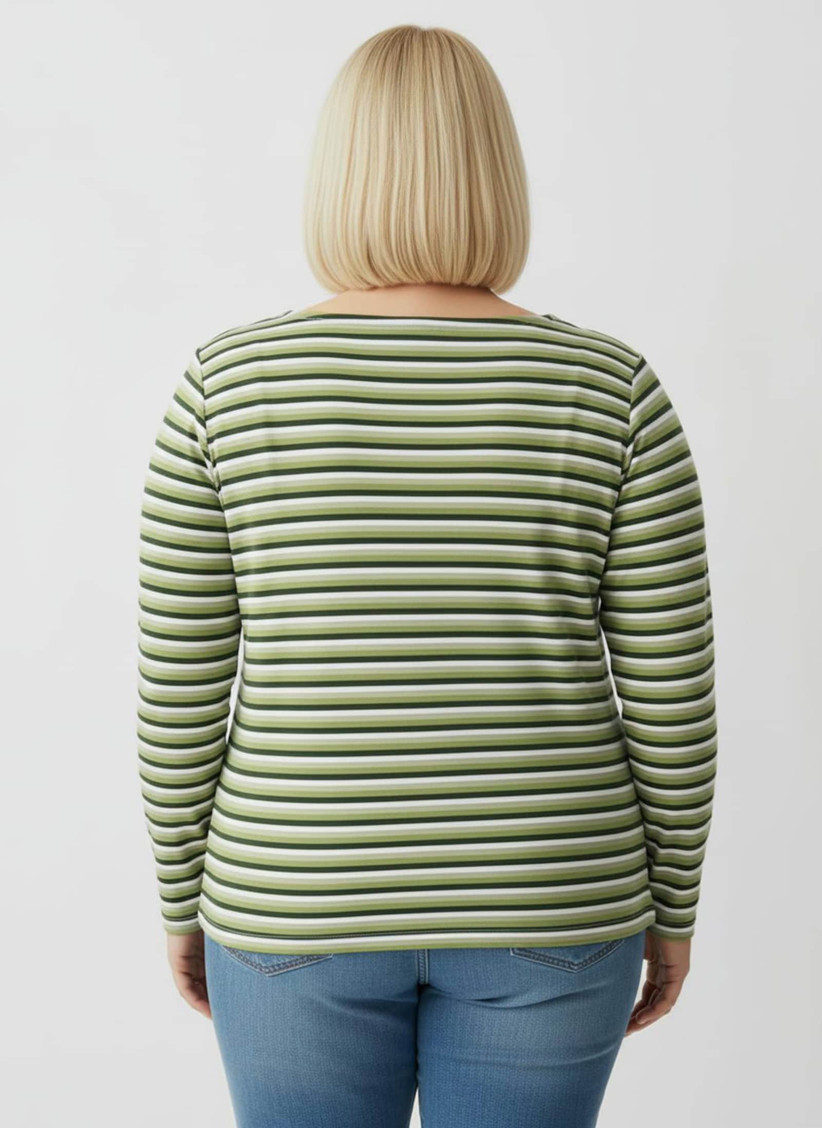 Langarmshirt im Ringel-Dessin - schilf-marine-geringelt