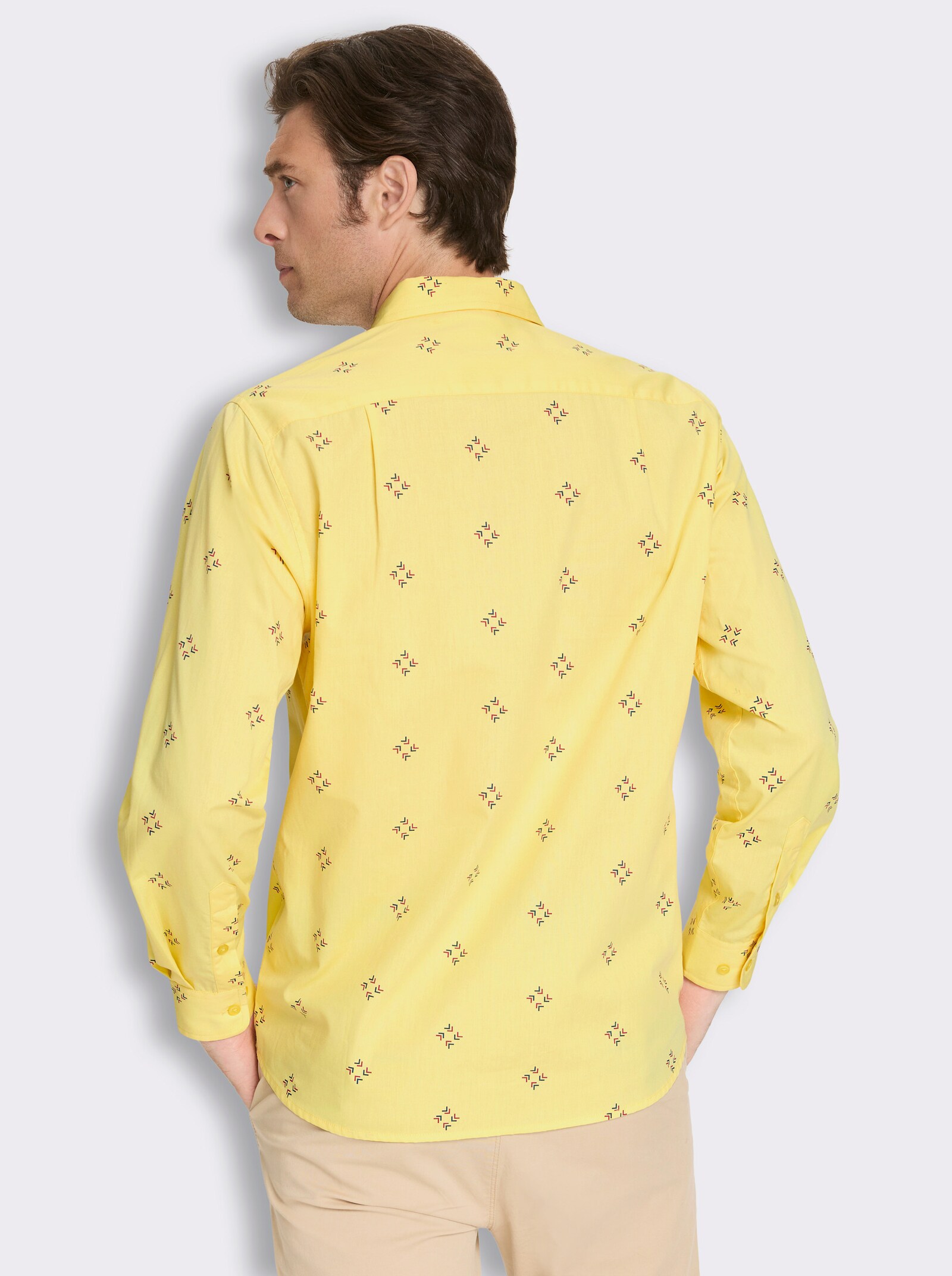 Langarmhemd mit Allover-Print - zitrone