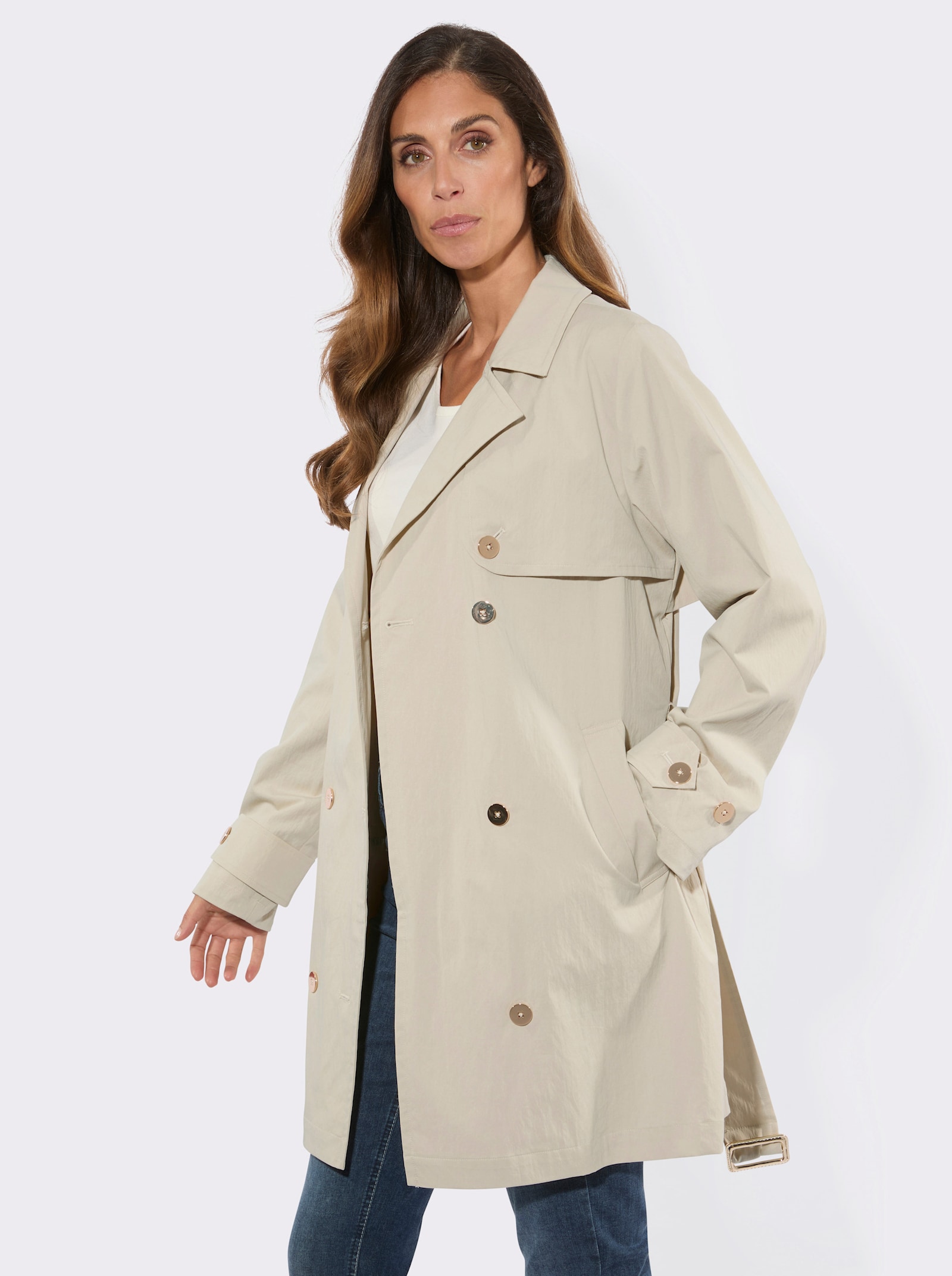 Manisa Trenchcoat mit Gehschlitz hinten - sand