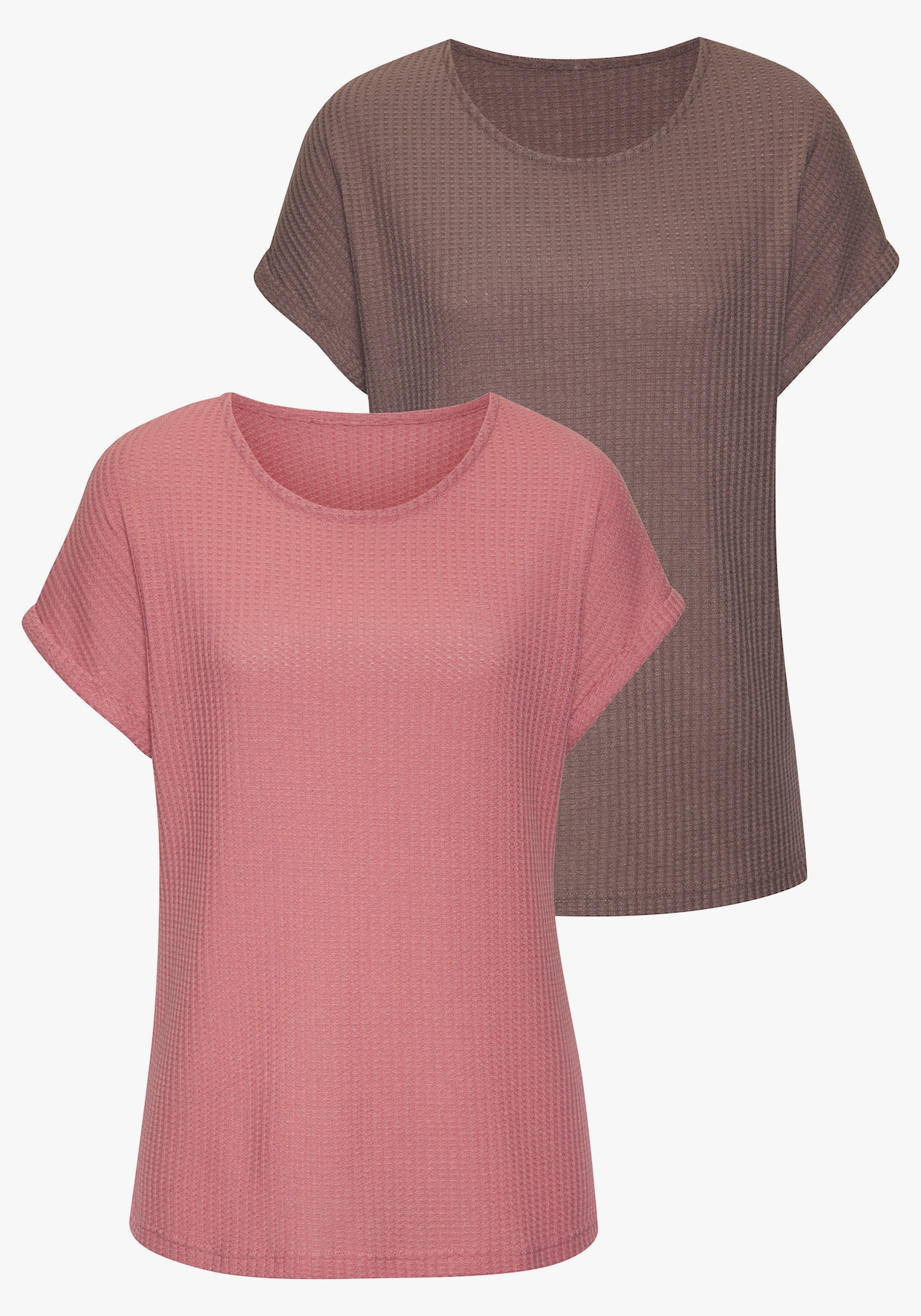 Vivance Shirt met korte mouwen - bessenrood, taupe