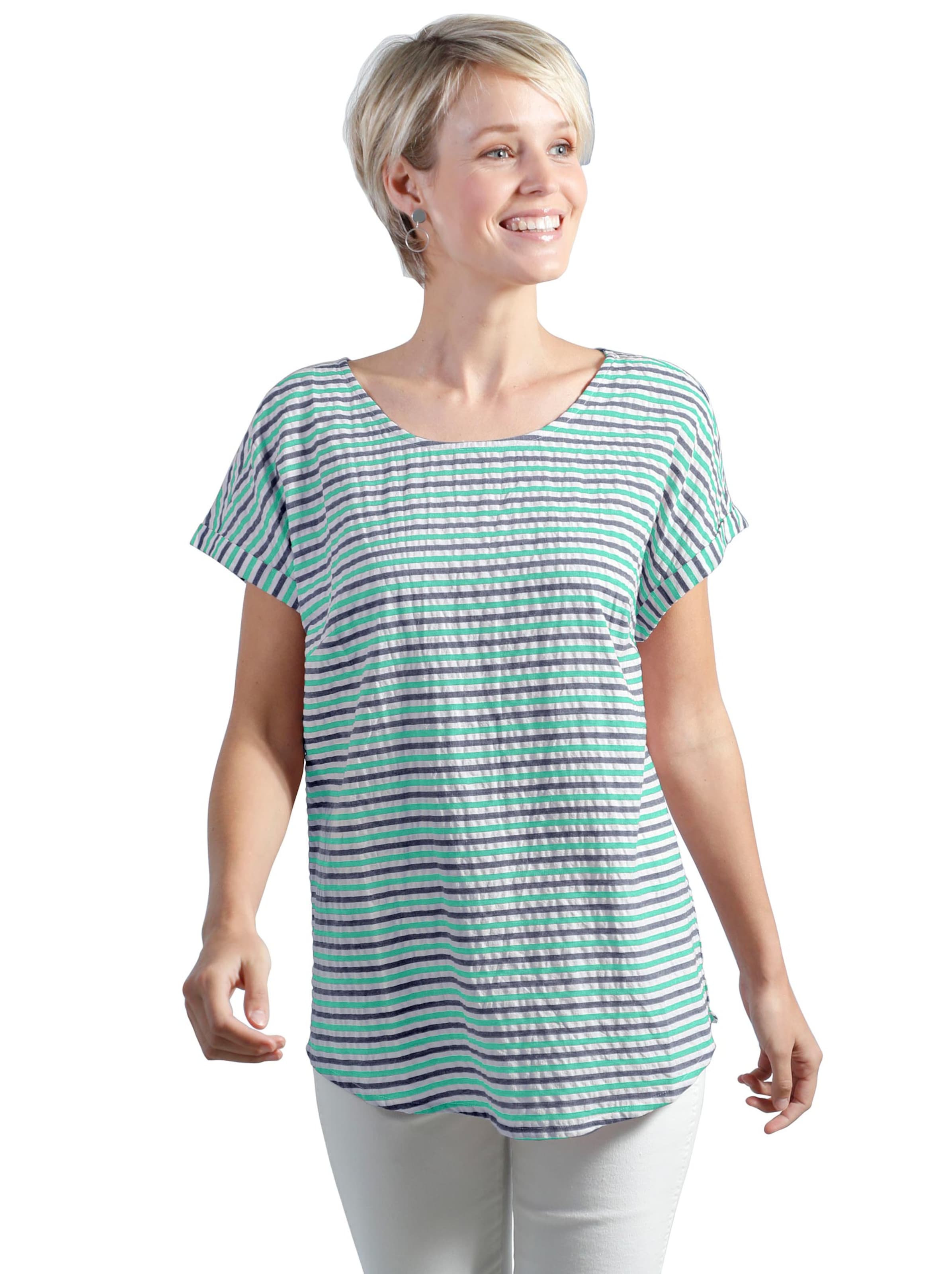 Bluse - marine-grün-geringelt