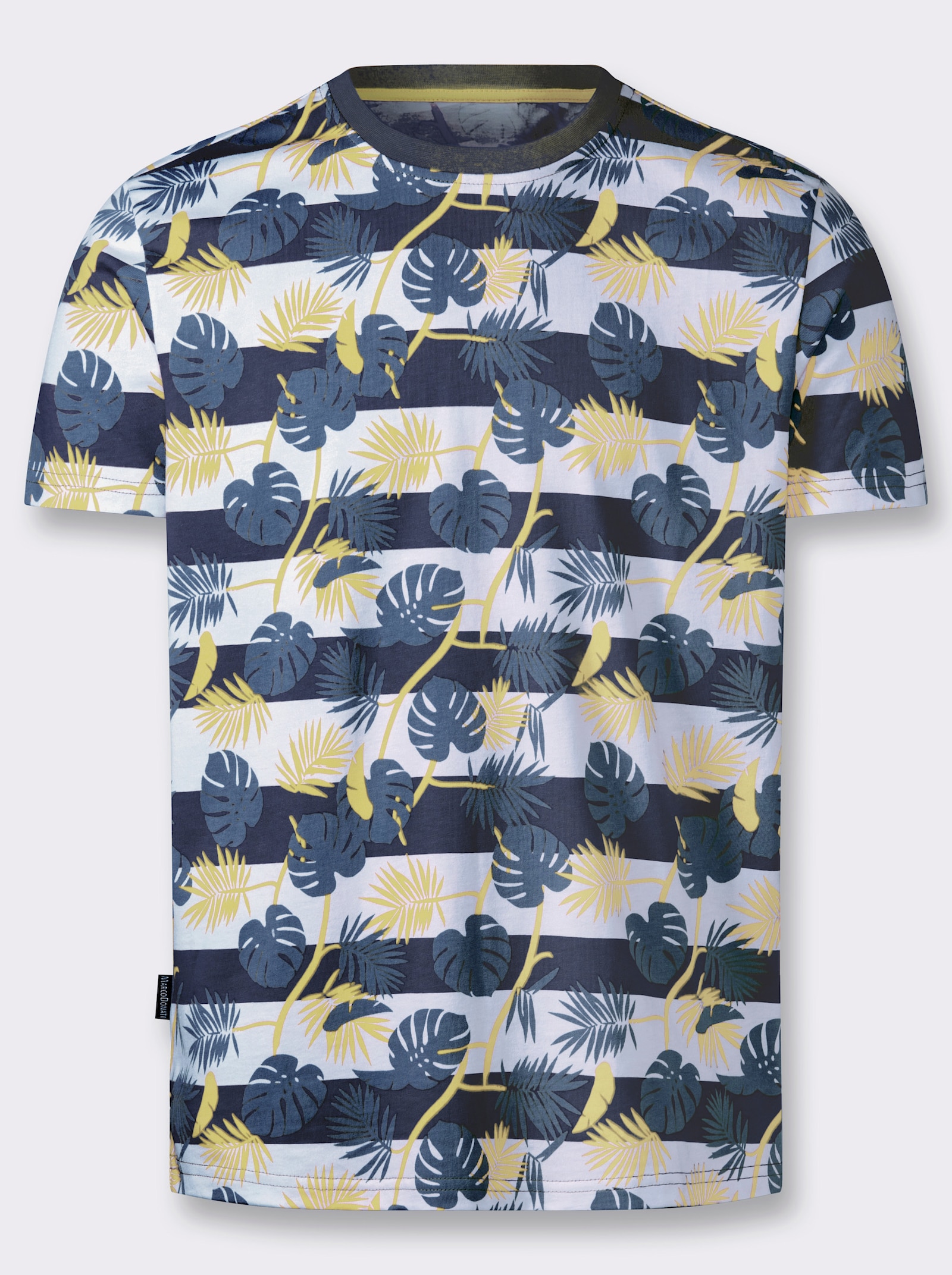 Marco Donati Kurzarmshirt mit Mustermix allover - marine-bedruckt