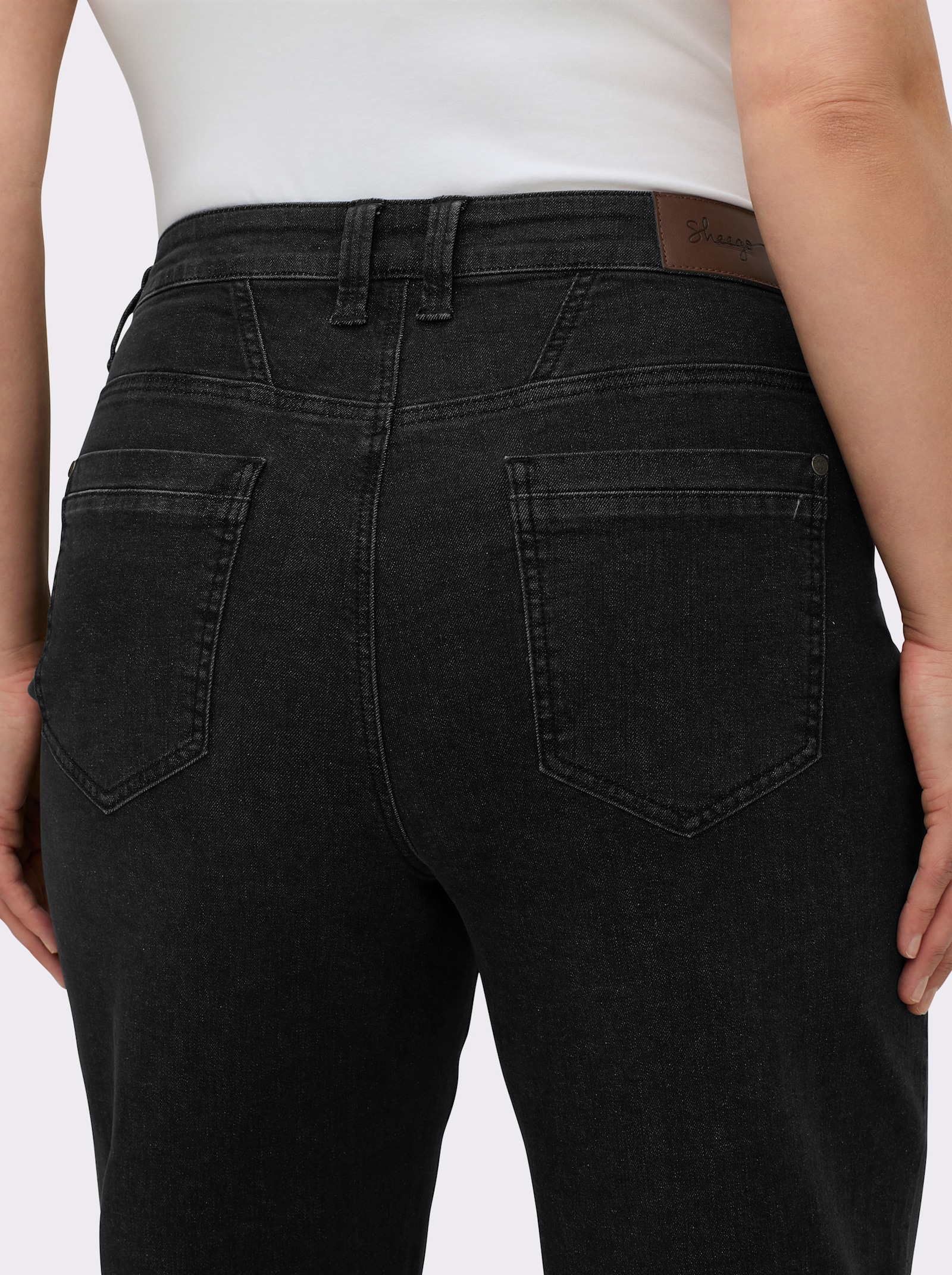 sheego Jeans met wijde pijpen en paspels - black denim