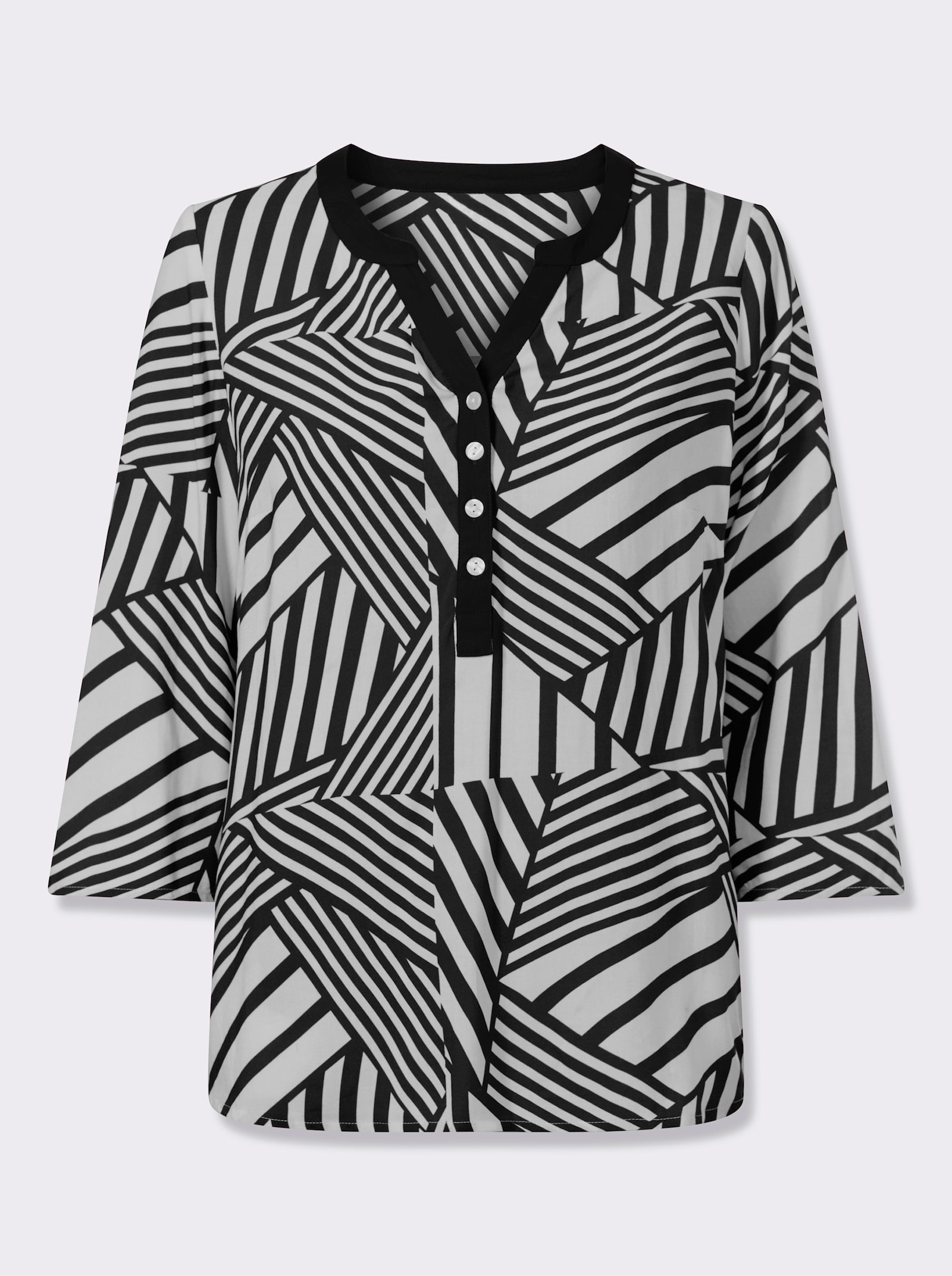Schlupfbluse mit Falte hinten - schwarz-weiß-bedruckt
