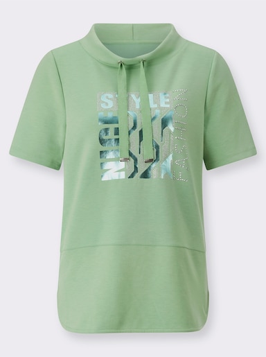 Shirt met korte mouwen en opstaande kraag - resedagroen