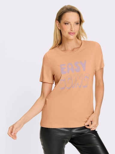heine T-Shirt mit gebogtem Ausschnitt - apricot