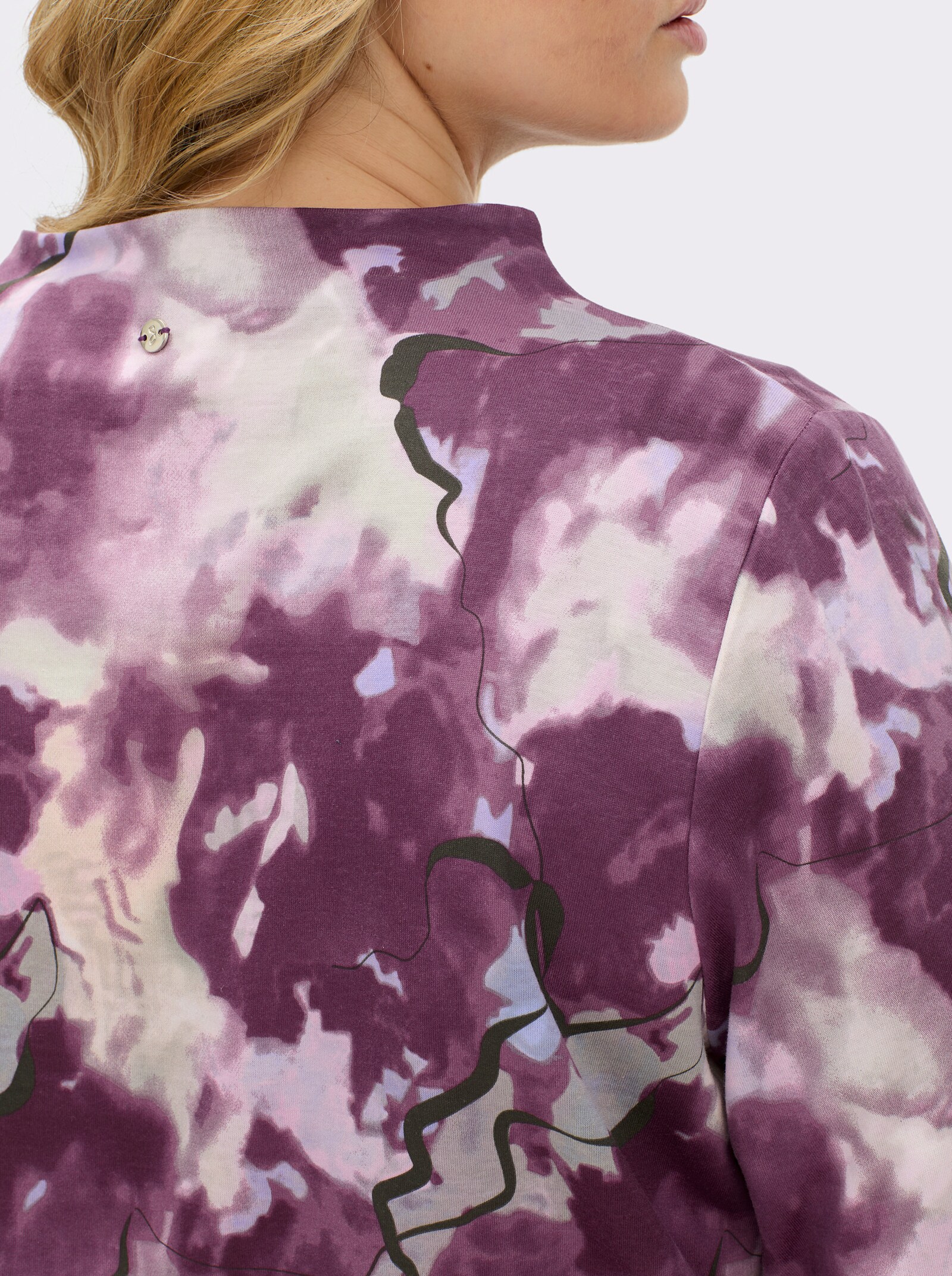 sheego Shirt mit Batik-Effekt - bordeaux-bedruckt