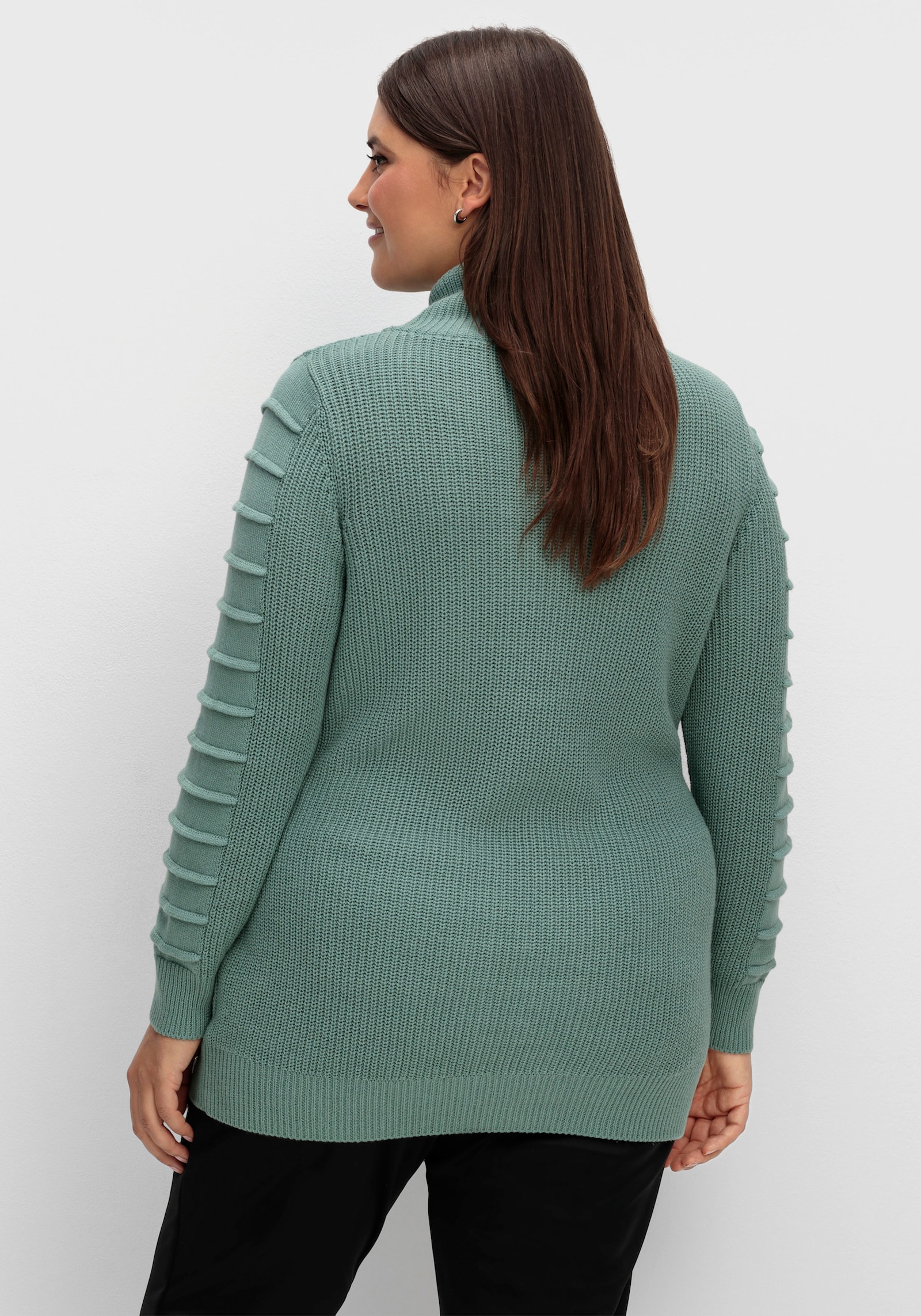 Longpullover mit Struktur-Partien - jade