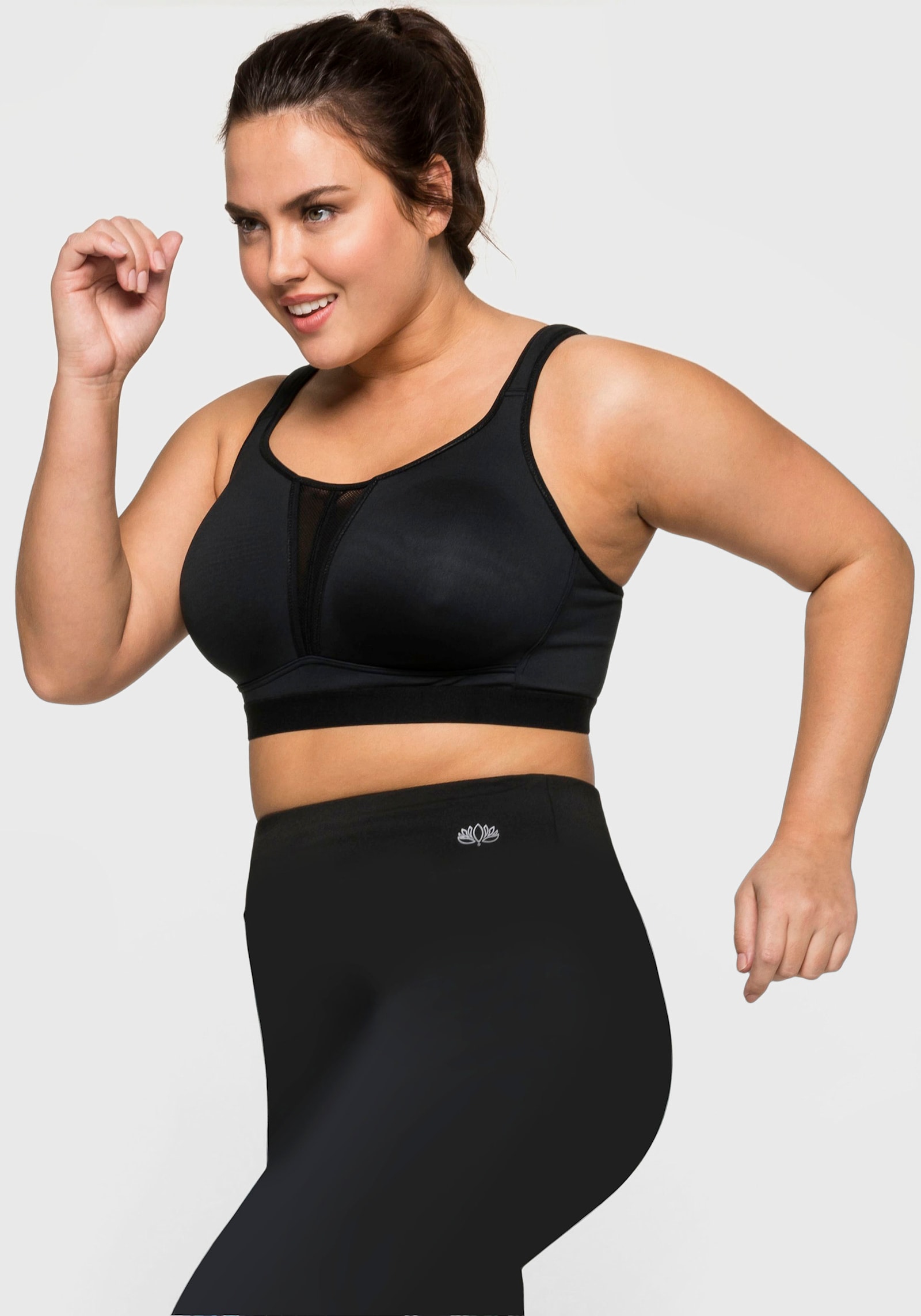 sheego Sport-BH ohne Bügel mit 2 Tragevarianten - schwarz