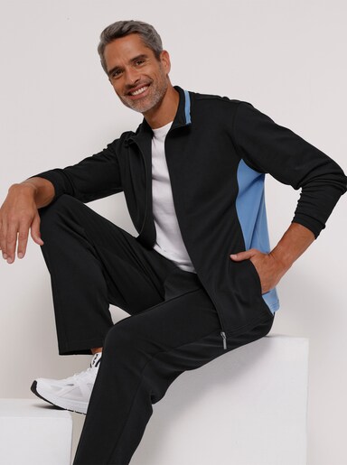 Sweatjacke mit Kontrasten - schwarz-mittelblau