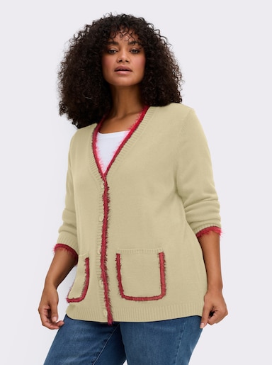 sheego veste en tricot - sable-cerise