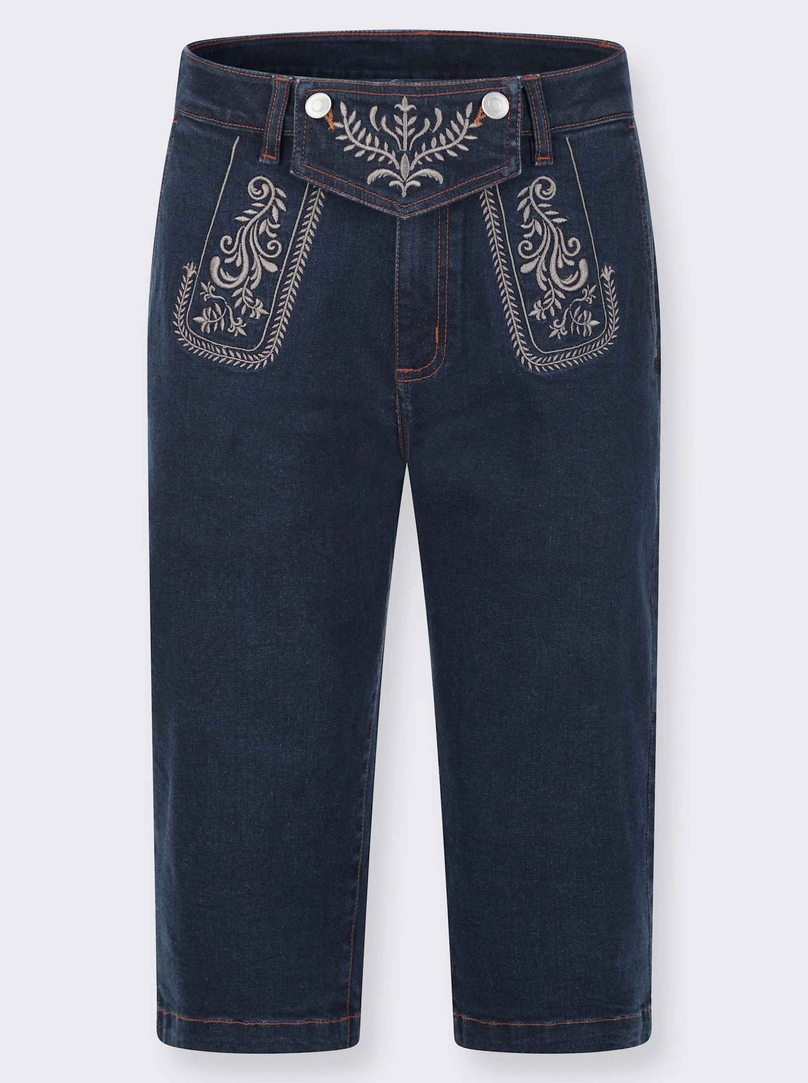 Jeansbermuda met folkloreborduursel - dark-blue