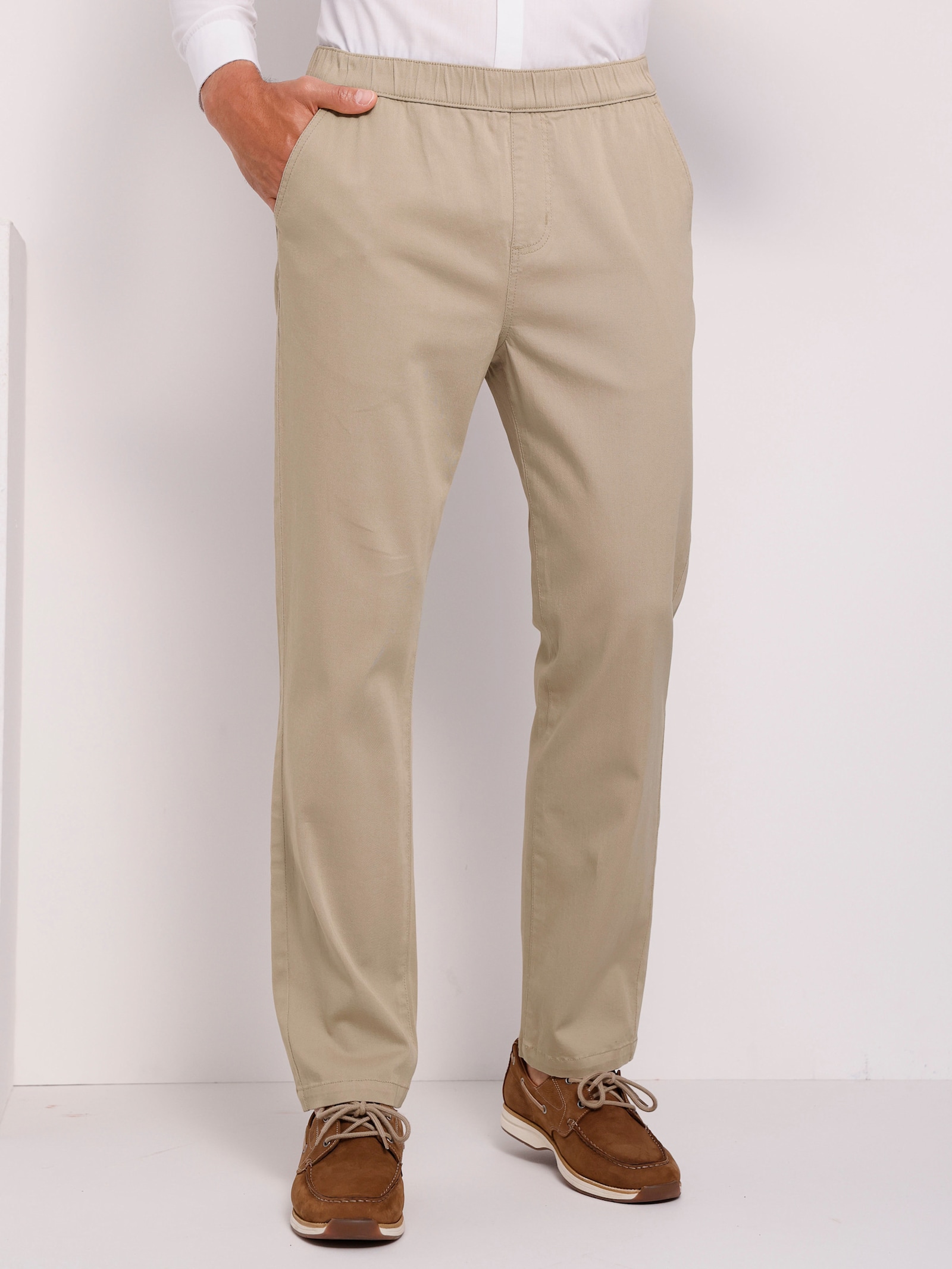 Comfortjeans met gestileerde ritssluitingoverslag - beige