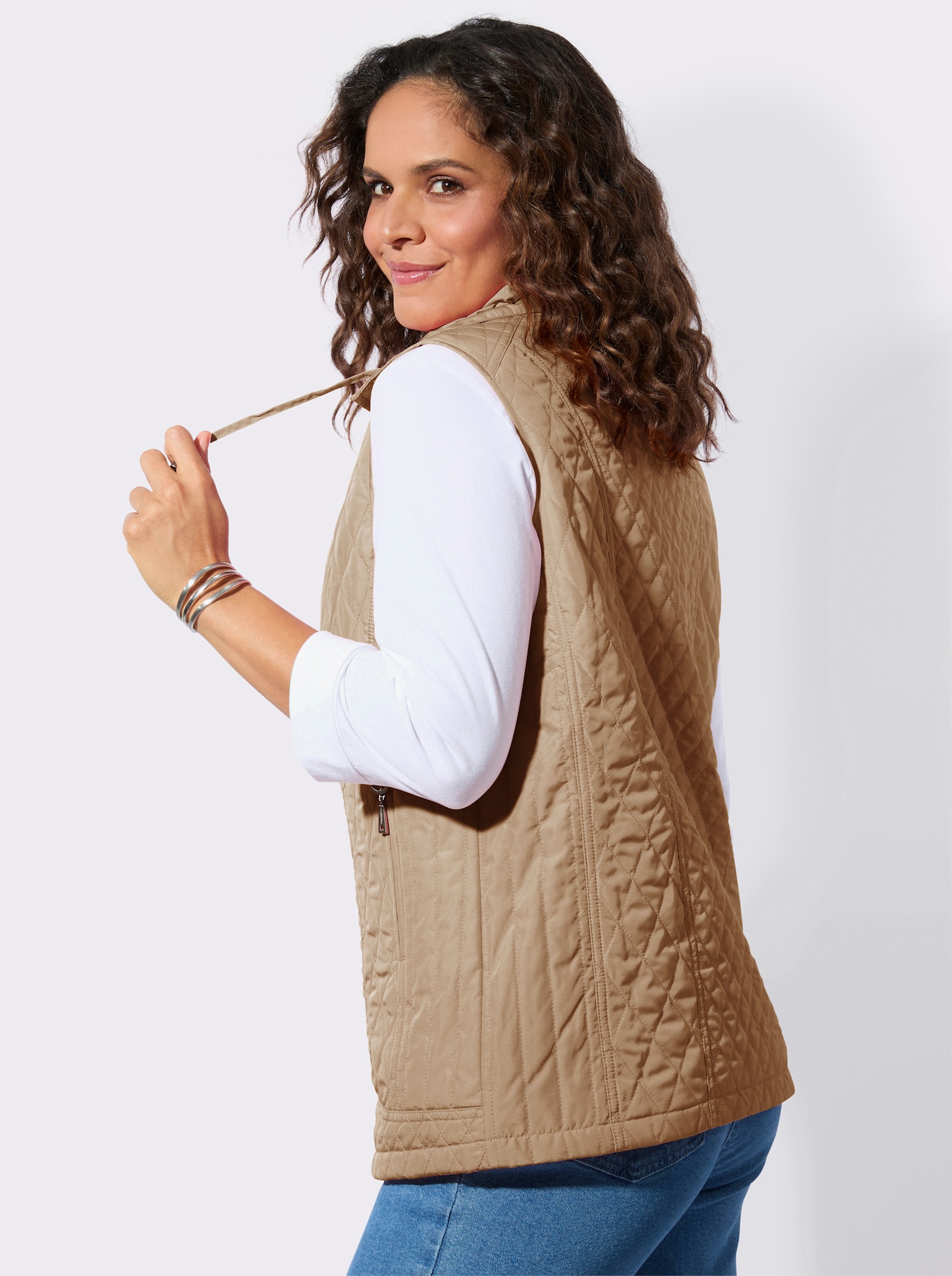 Bodywarmer van microgaren - camel