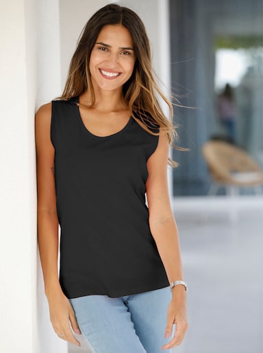 Trägertop mit Rundhals-Ausschnitt - schwarz