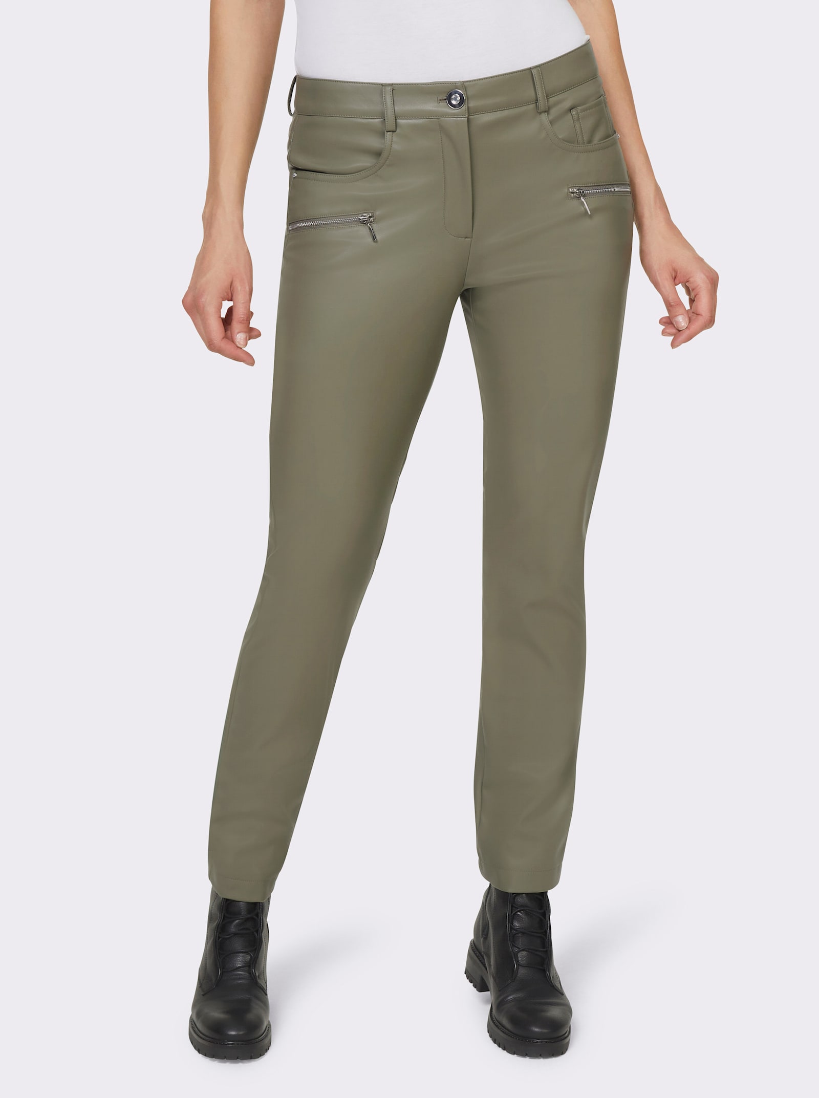 heine Lederimitathose im 5-Pocket-Style - khaki